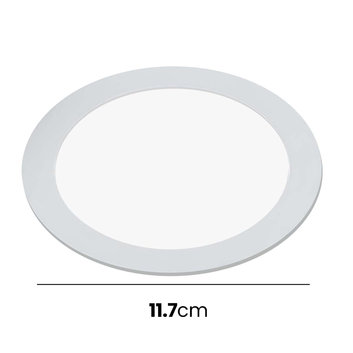 Un anillo blanco con 11,7 cm escrito debajo.