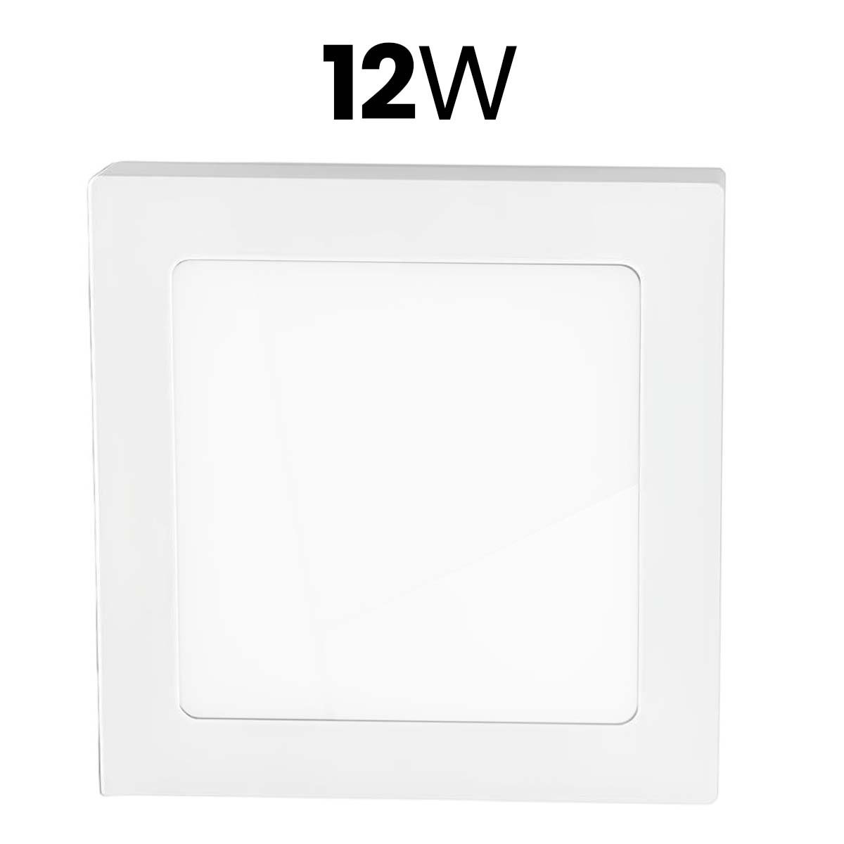 Luz de techo LED cuadrada blanca de 12W con acabado mate.