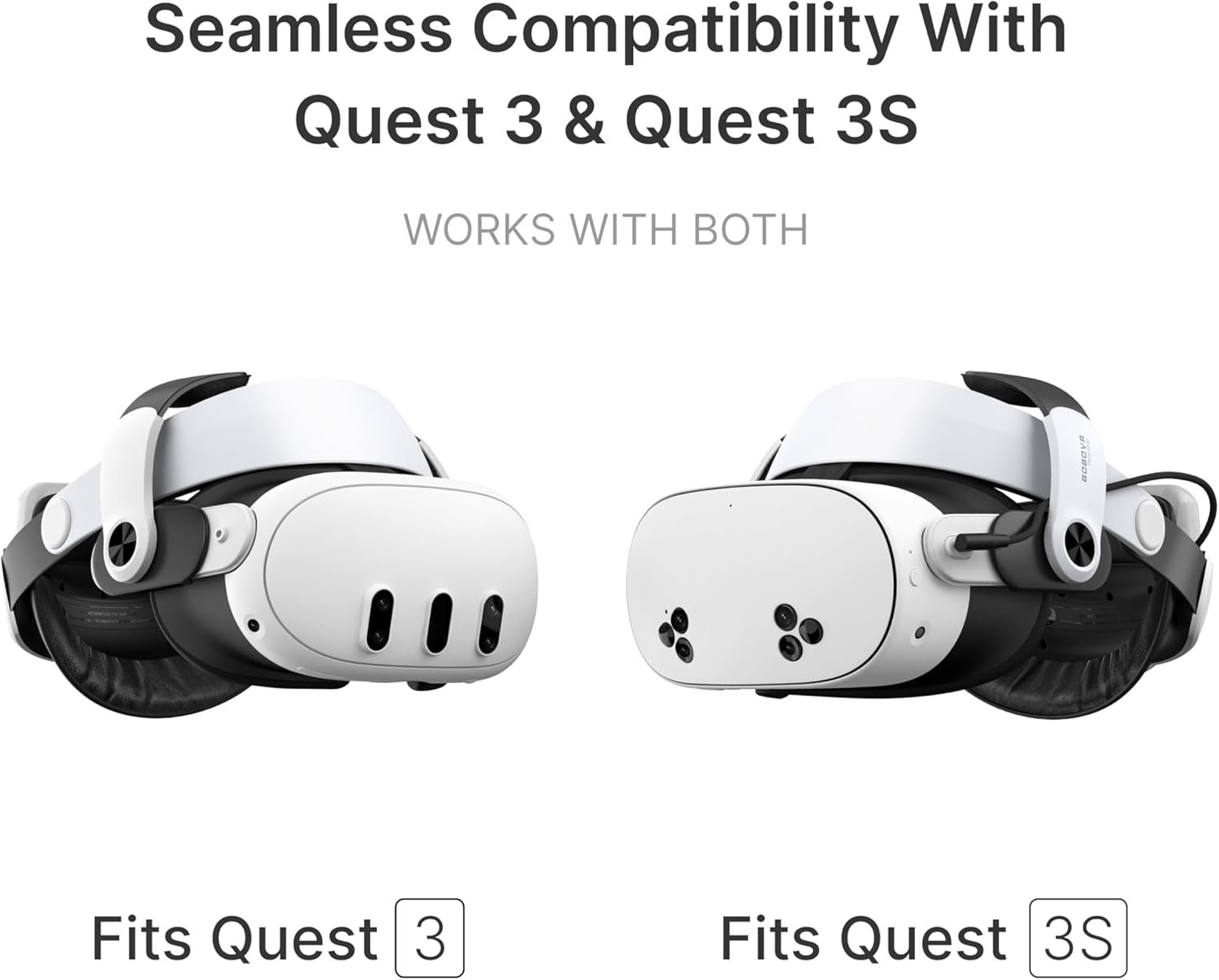 Dos visores VR blancos, uno para Quest 3, otro para Quest 3S.