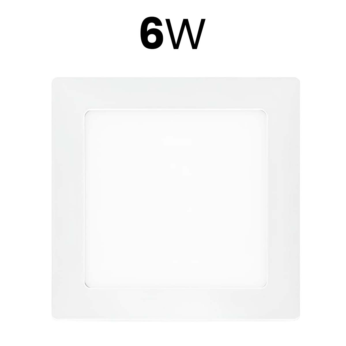 Un panel cuadrado blanco con el texto 6W.