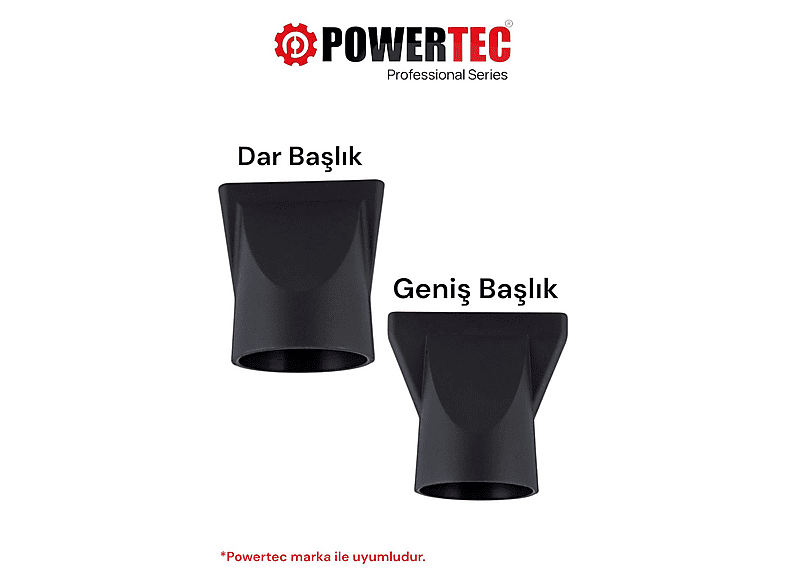 POWERTEC 2 Adet Dar+Geniş (Tüm Powertec Modellerine Uygundur) 0 W Fön Makinesi Başlığı Siyah