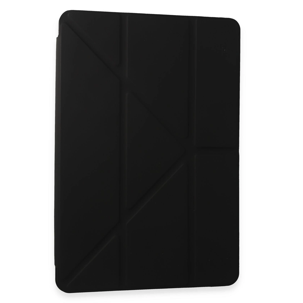 Geometrik katlama desenli siyah tablet kılıfı.