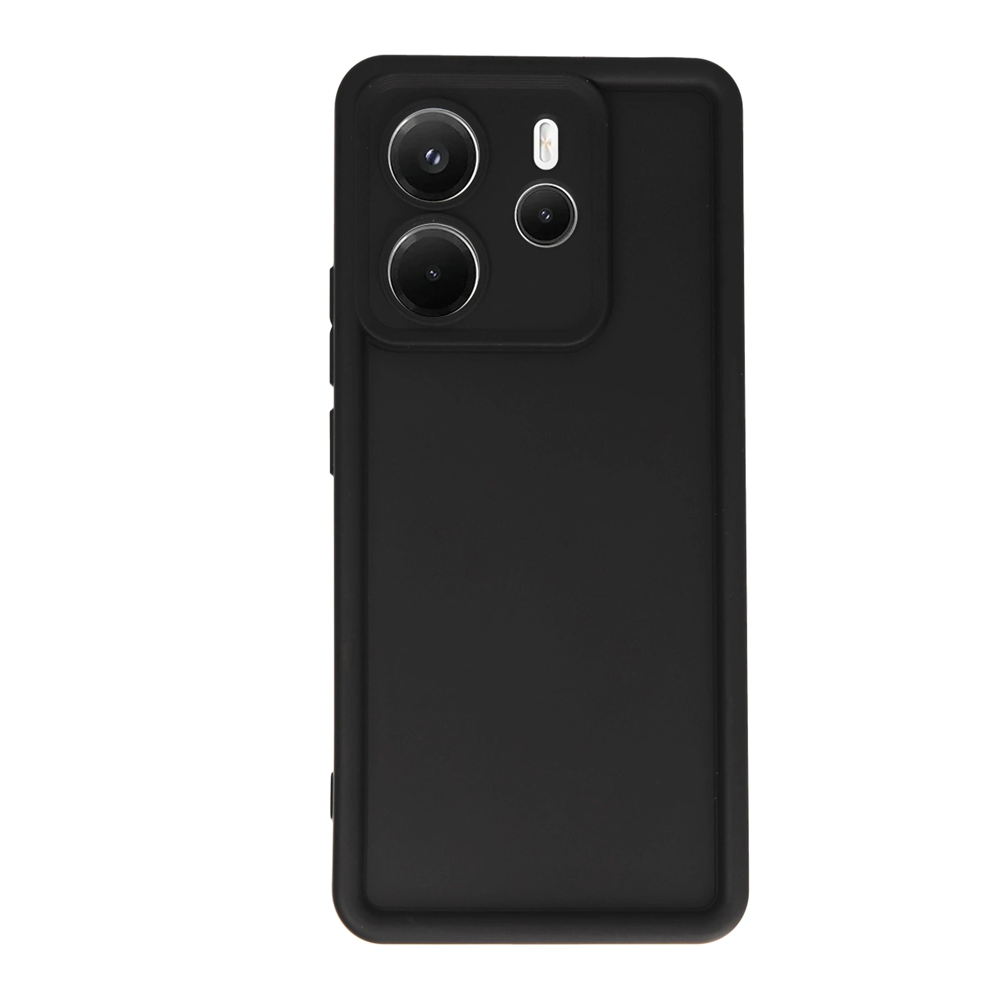 Üç kamera lensli ve flaşlı siyah telefon kılıfı.