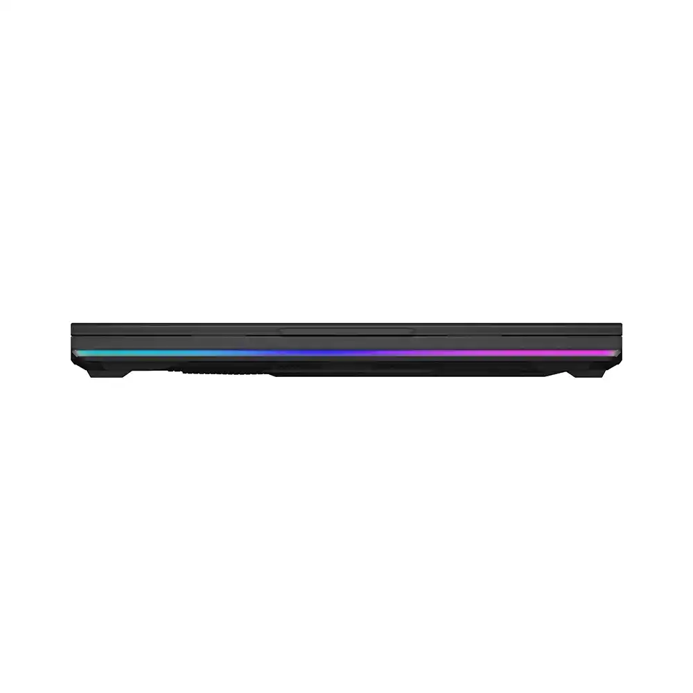 Renkli RGB aydınlatmalı siyah dizüstü bilgisayar kenarı. Minimalist tasarım.