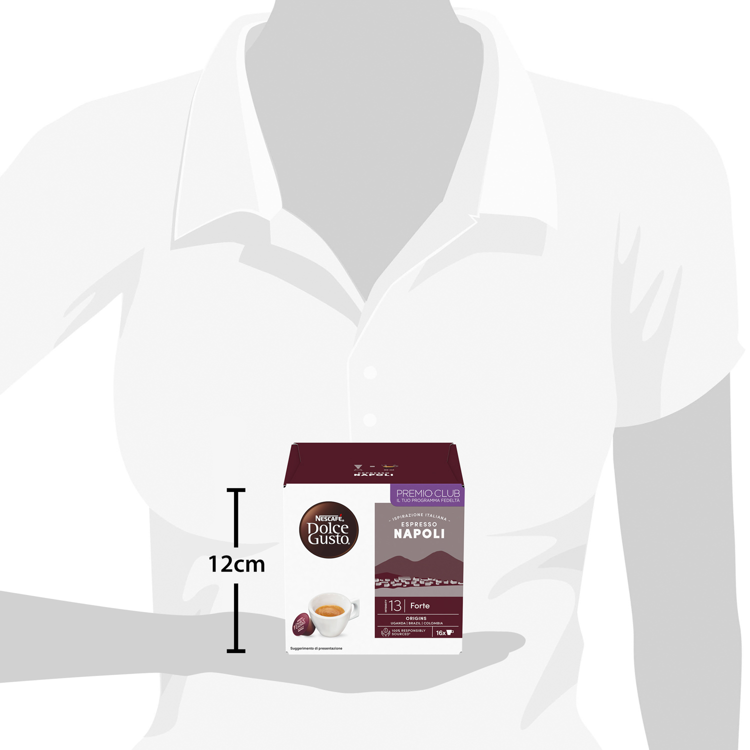 Una scatola di Nescafé Dolce Gusto Espresso Napoli con una tazzina di caffè.