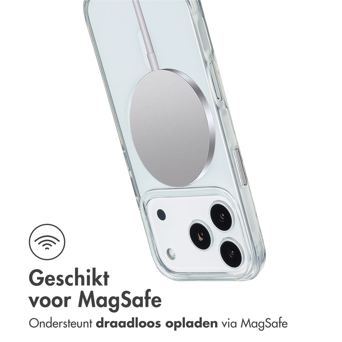 Klares Handy-Case mit MagSafe-Ladegerät. Geeignet für MagSafe.