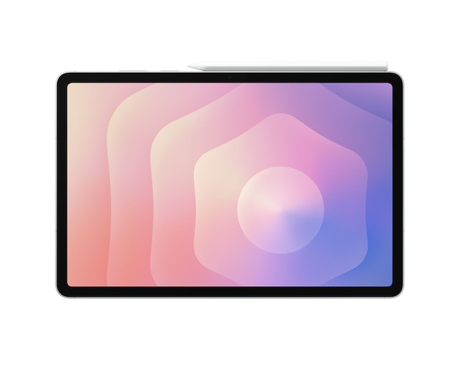 Tablet ze stylusem, wyświetlający kolorowe abstrakcyjne tło.