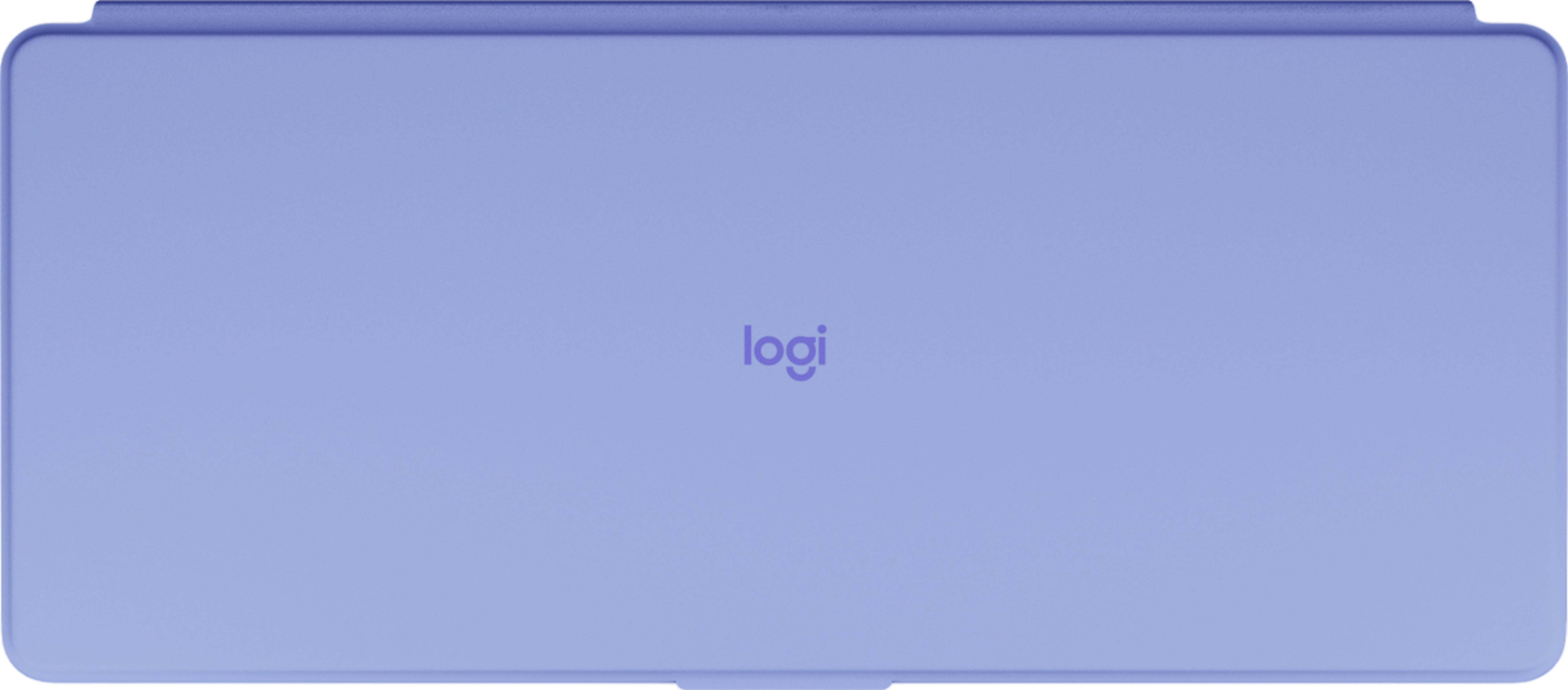 Ein lavendelfarbener Logi-Stift auf einem weißen Hintergrund.