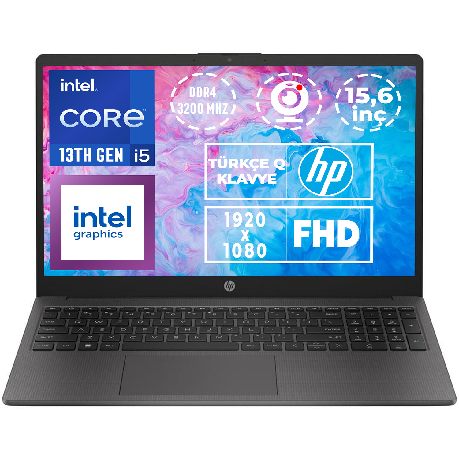 HP Dizüstü Bilgisayar 15,6 inç FHD ekran, Intel Core i5, 13. Nesil.