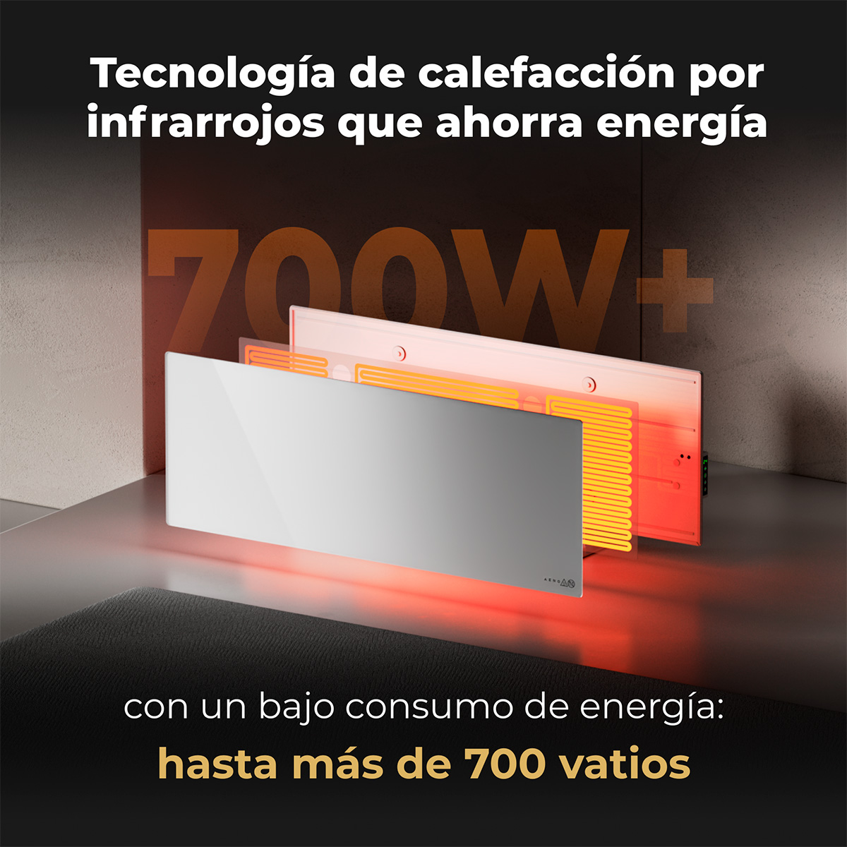 Energooszczędne ogrzewanie na podczerwień, moc ponad 700W.
