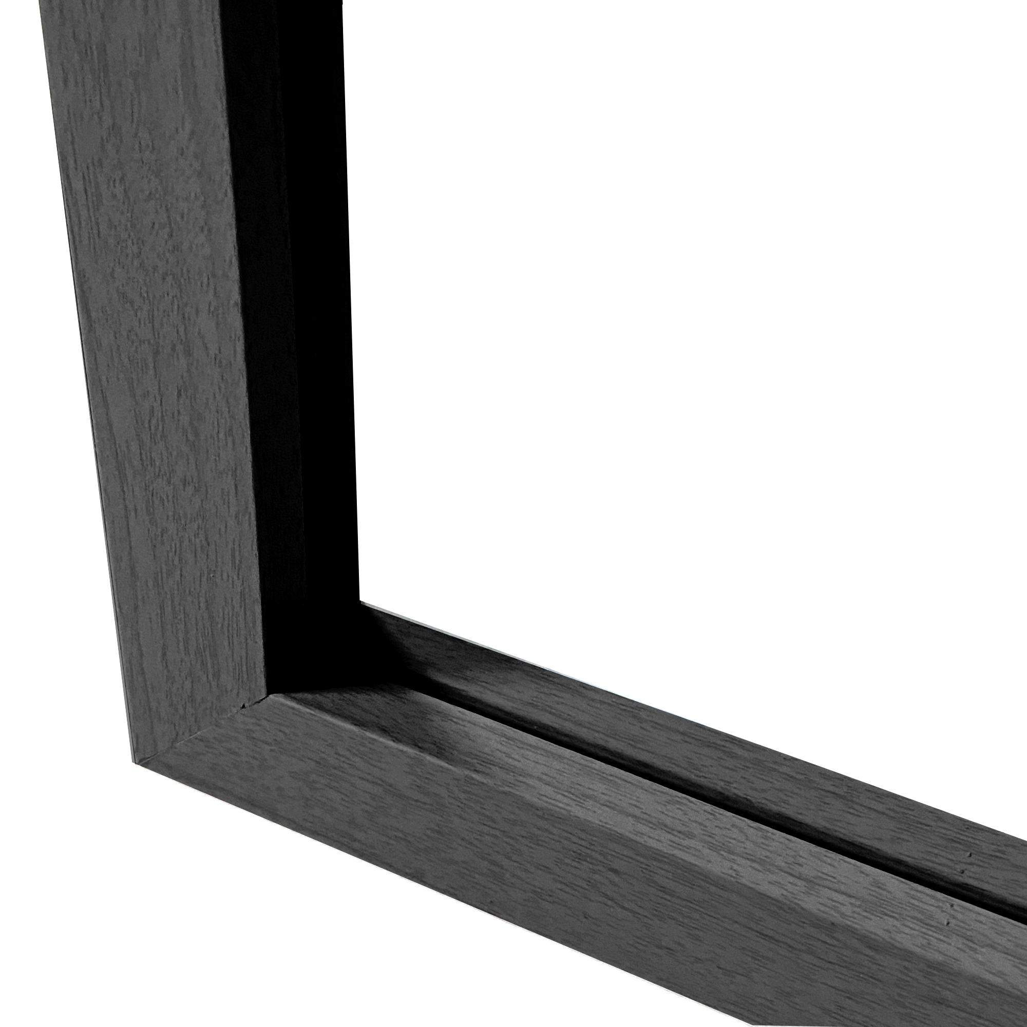 Un marco de madera oscura con veta, aislado sobre fondo blanco.