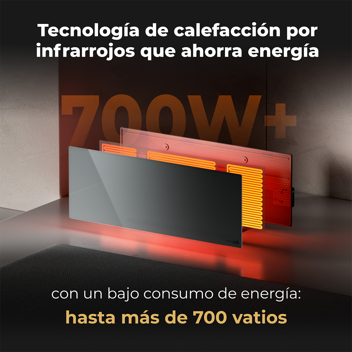 Płaski grzejnik podczerwieni o mocy 700W+, wydajny i energooszczędny.