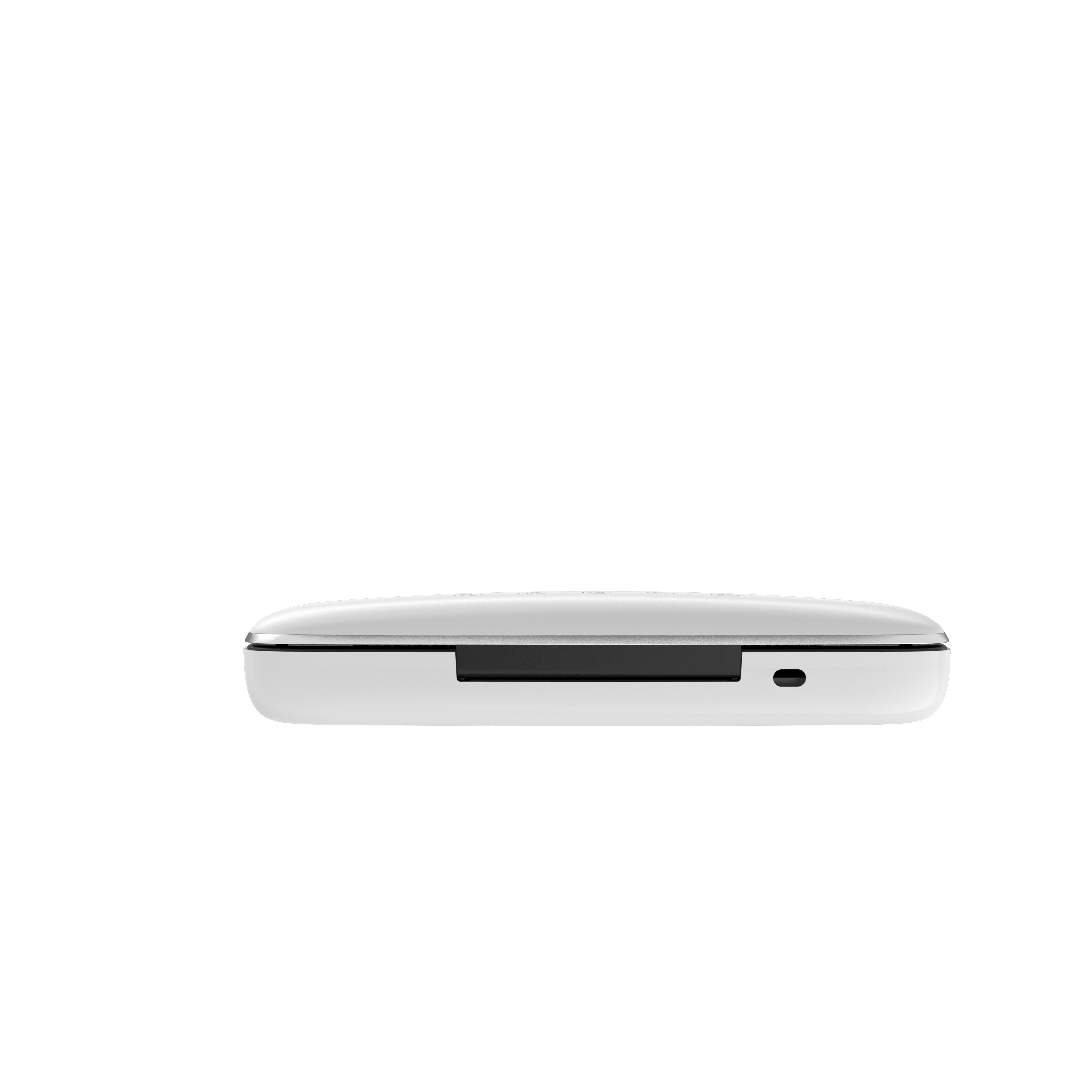 Białe, płaskie urządzenie elektroniczne z portem USB-C.