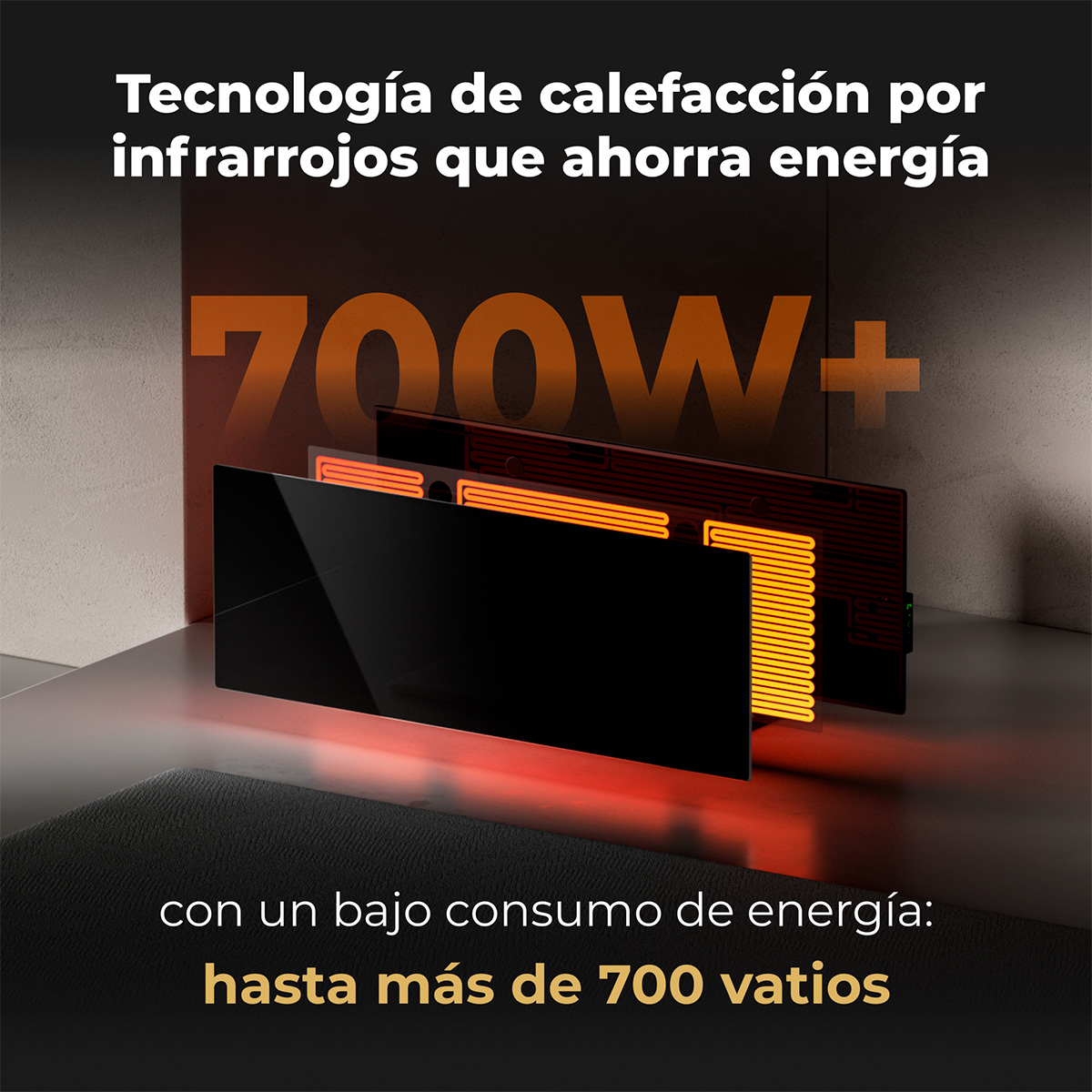 Energooszczędna technologia ogrzewania na podczerwień: ponad 700W.