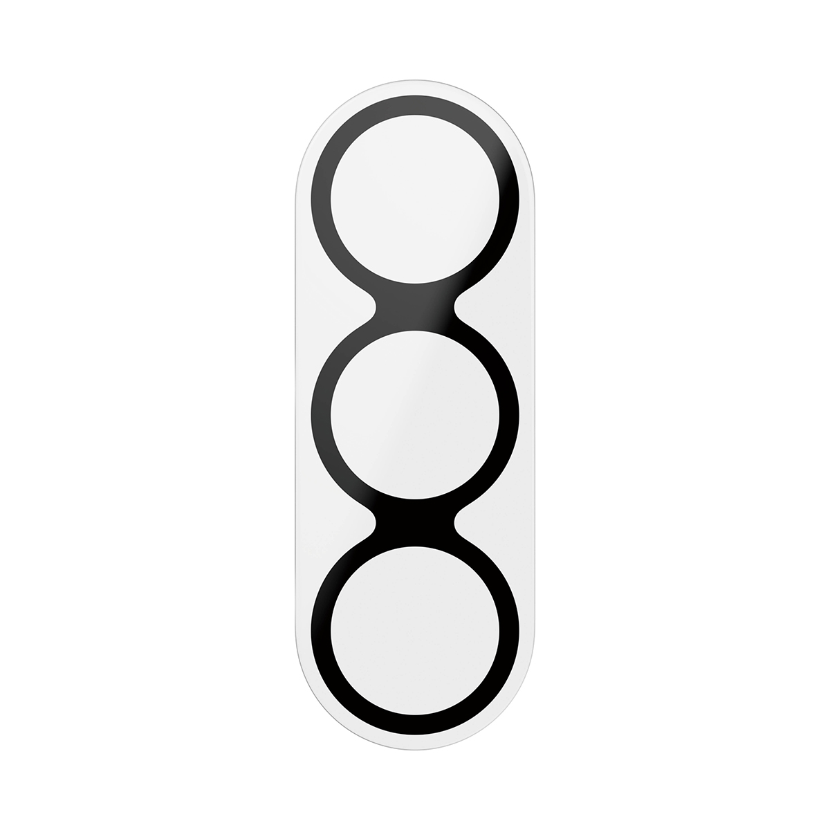 Een wit object met drie verticaal gerangschikte zwarte cirkels.