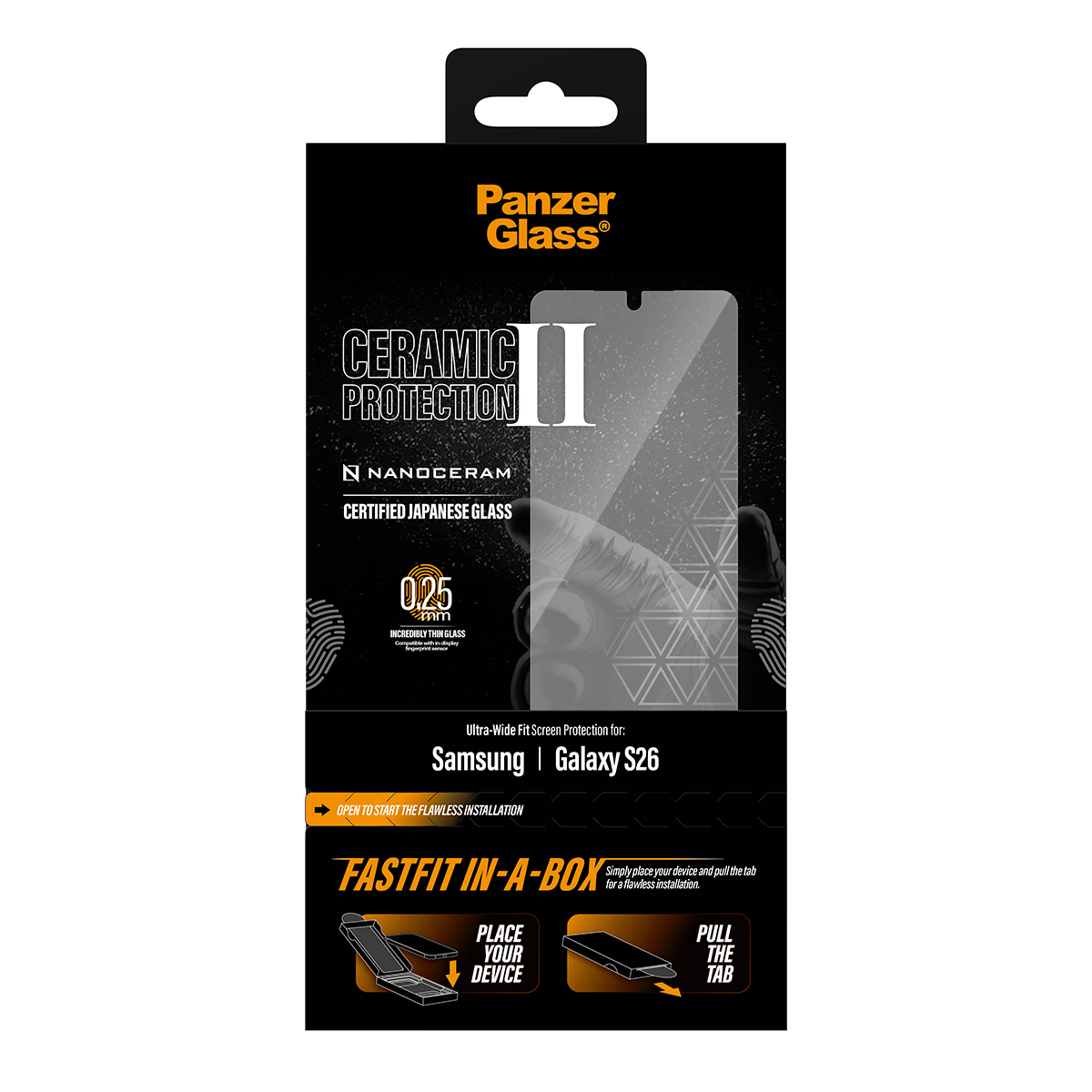 Samsung Galaxy S26 için Panzer Glass kutusu, "Ceramic Protection II".
