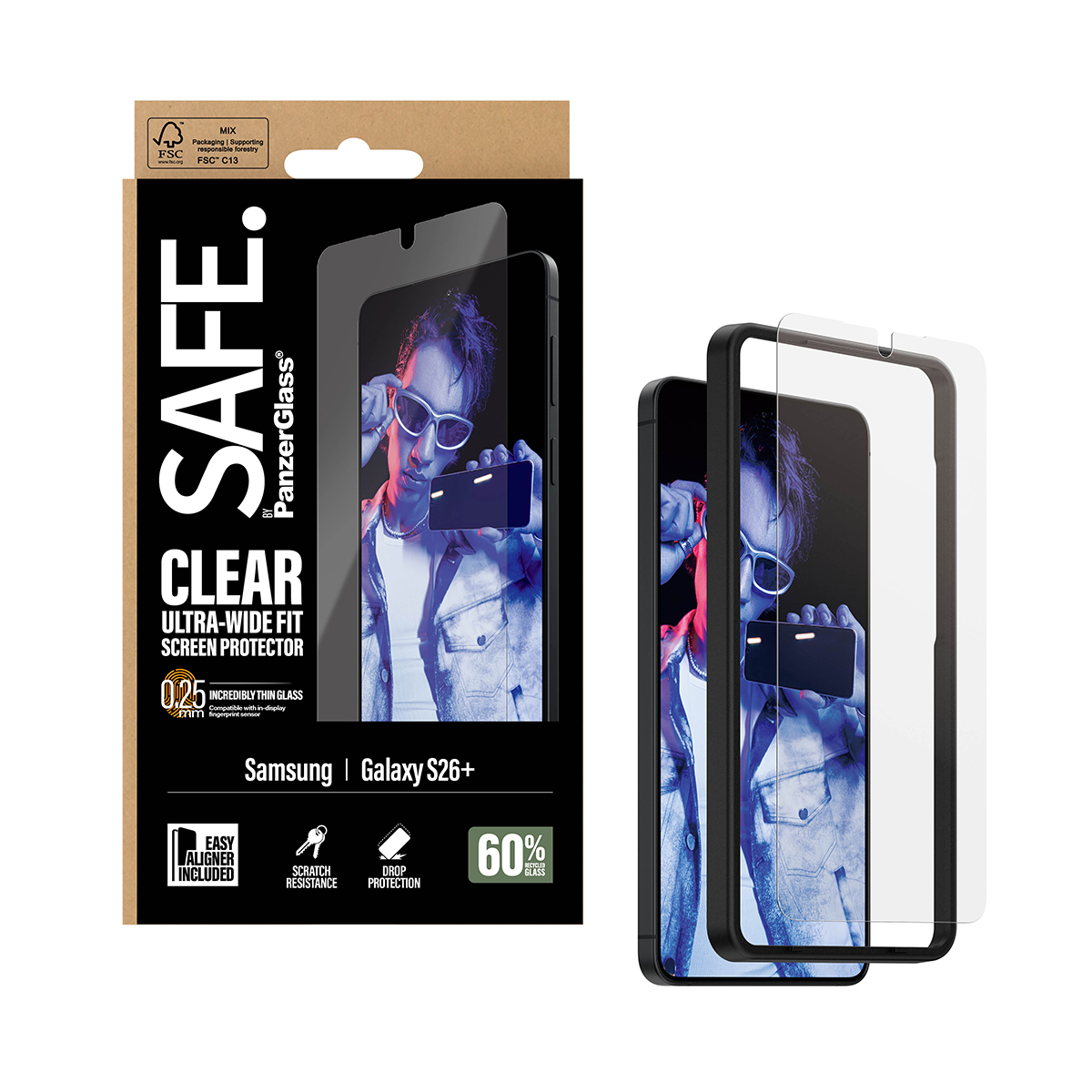 Confezione SAFE. PanzerGlass protettore schermo trasparente per Samsung Galaxy S26+