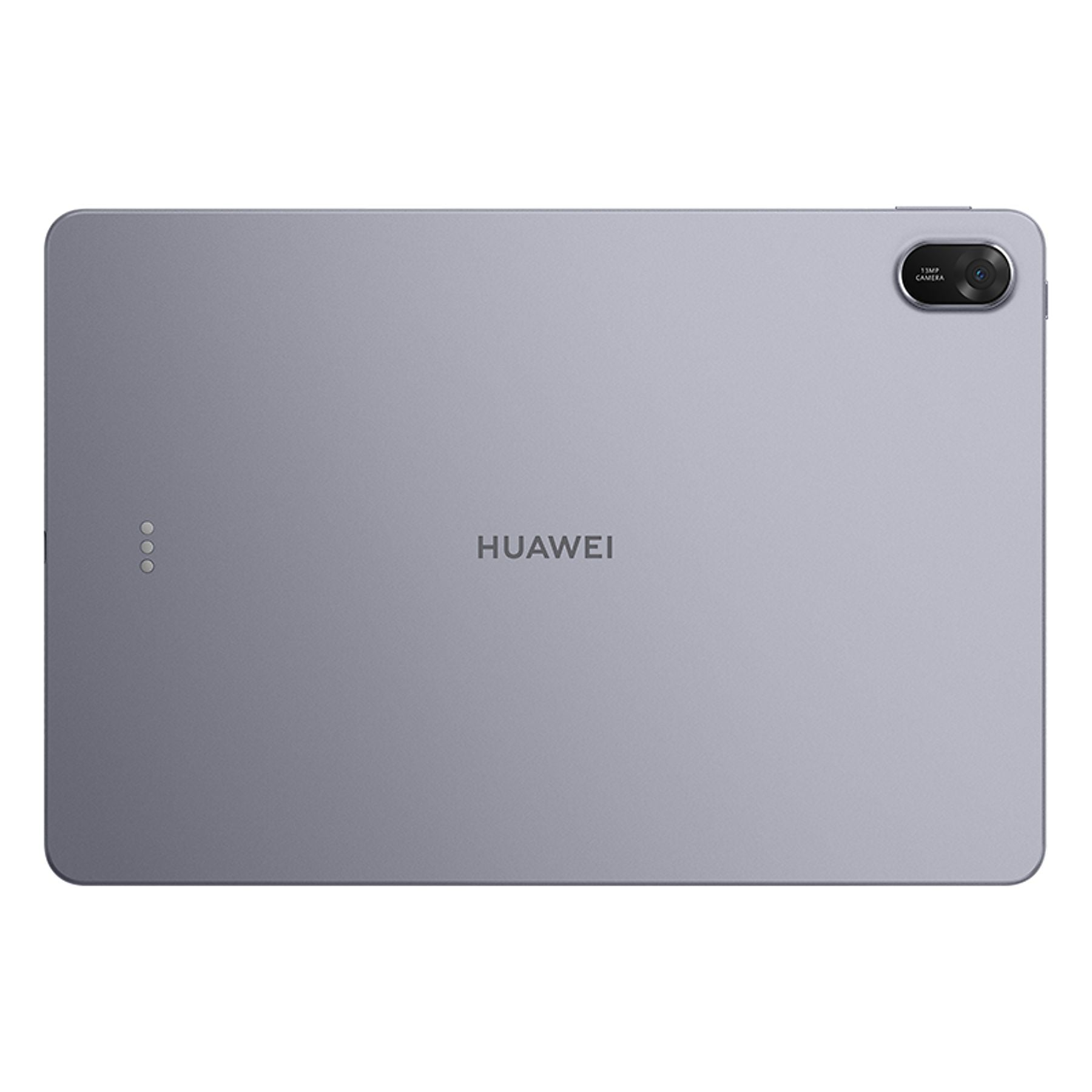 Rückseite eines grauen Huawei Tablets mit Kamera und Logo.
