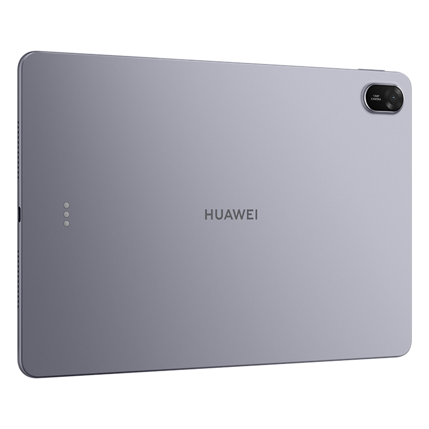Rückseite eines grauen Huawei-Tablets mit Kamera und Logo.