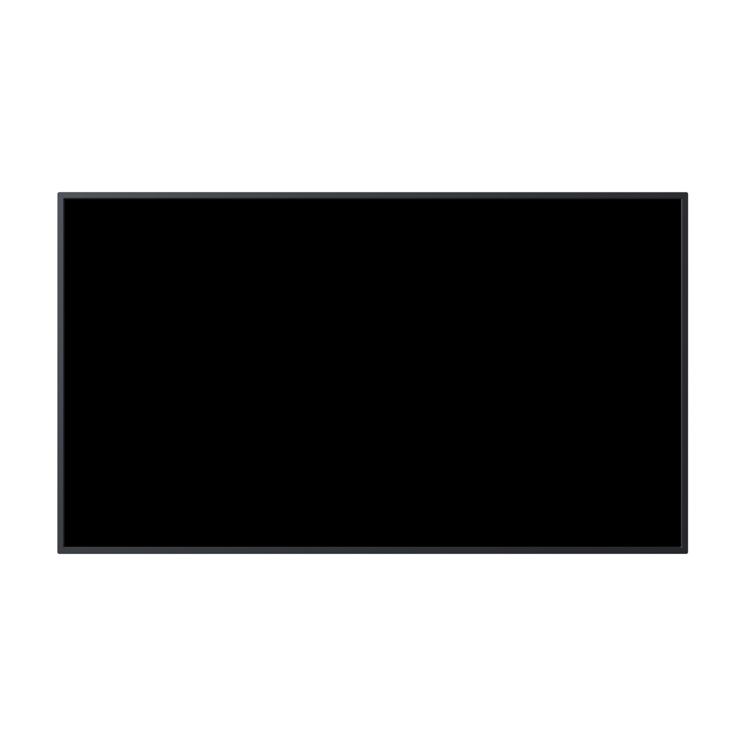 Czarny, pusty ekran z cienką, ciemną ramką.