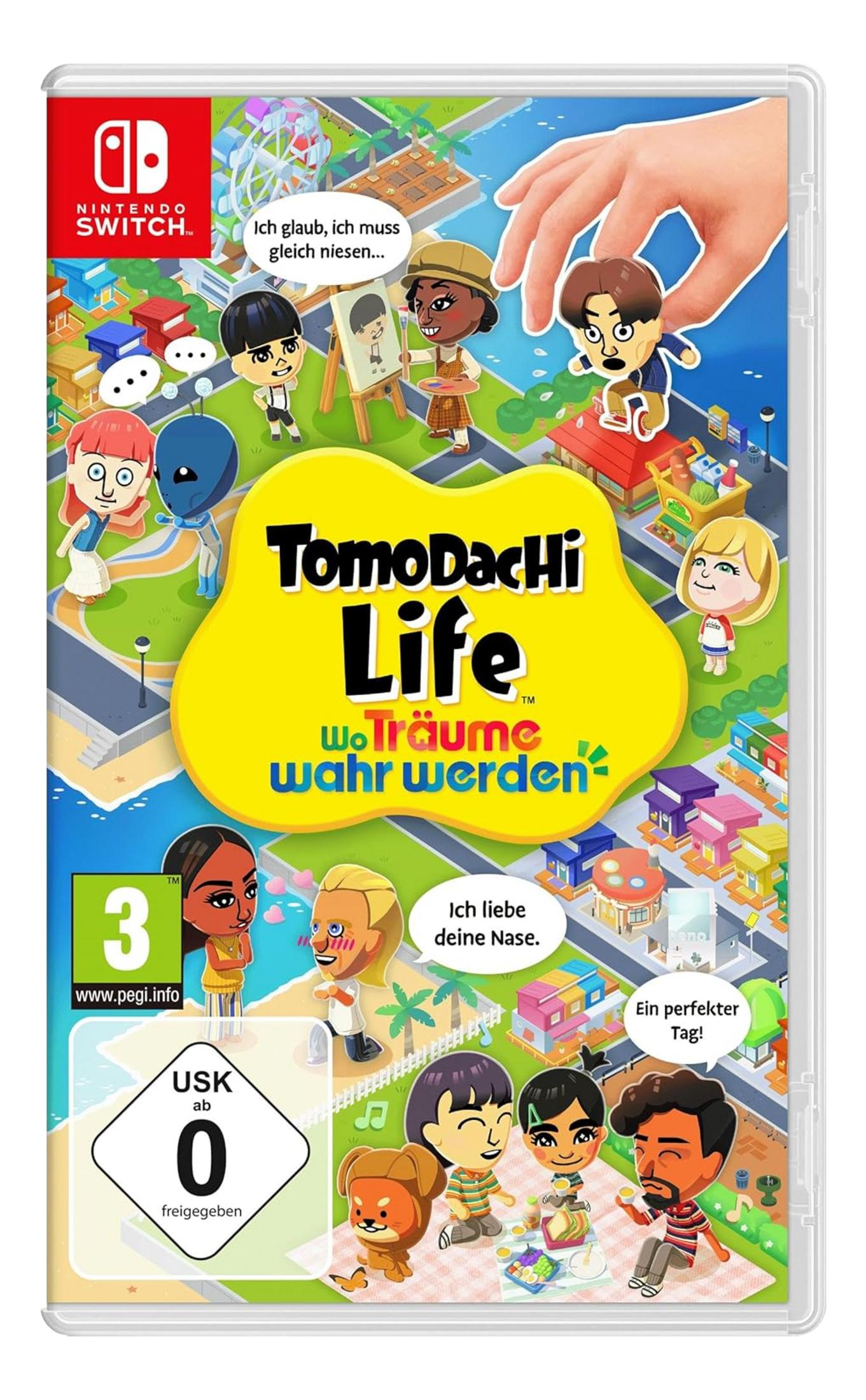 Okładka gry Nintendo Switch z kolorowymi postaciami i scenami miejskimi.