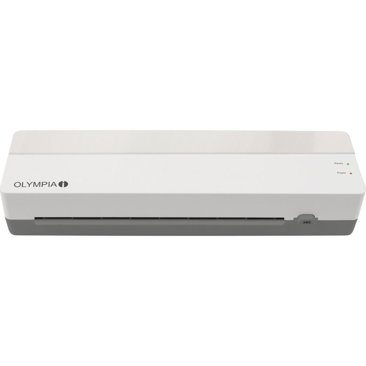 Ein weißer Olympia-Laminator mit grauer Basis und Lufteinlassschlitzen.