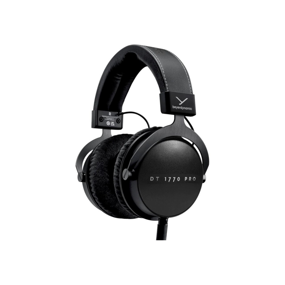 Czarne słuchawki Beyerdynamic DT 1770 PRO z skórzanym pałąkiem i nausznikami.