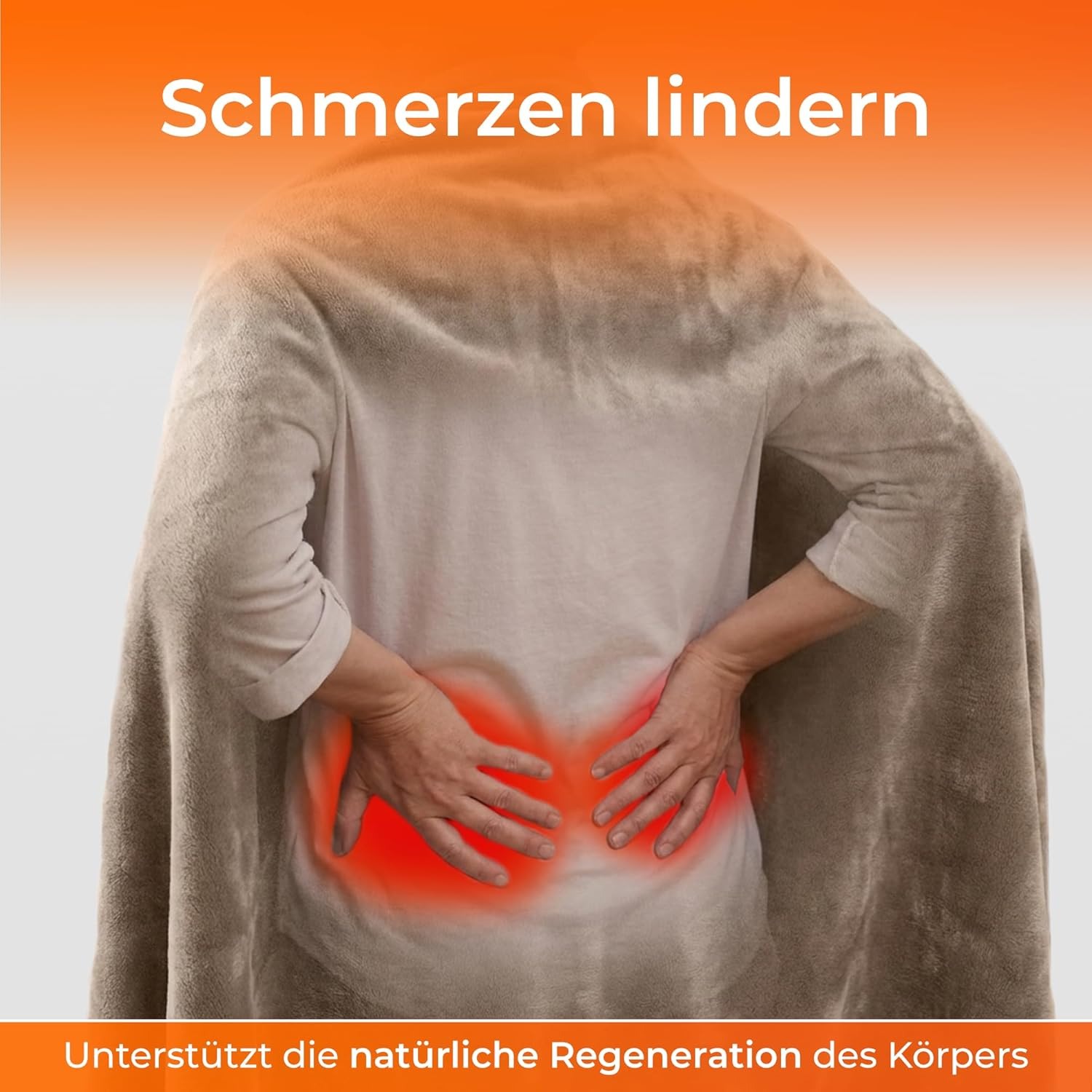 Person mit Rückenschmerzen, die sich an den unteren Rücken fasst.