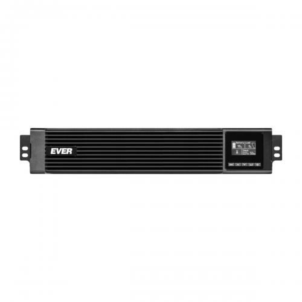 Czarne urządzenie do montażu w szafie rack z otworami wentylacyjnymi i wyświetlaczem LCD.