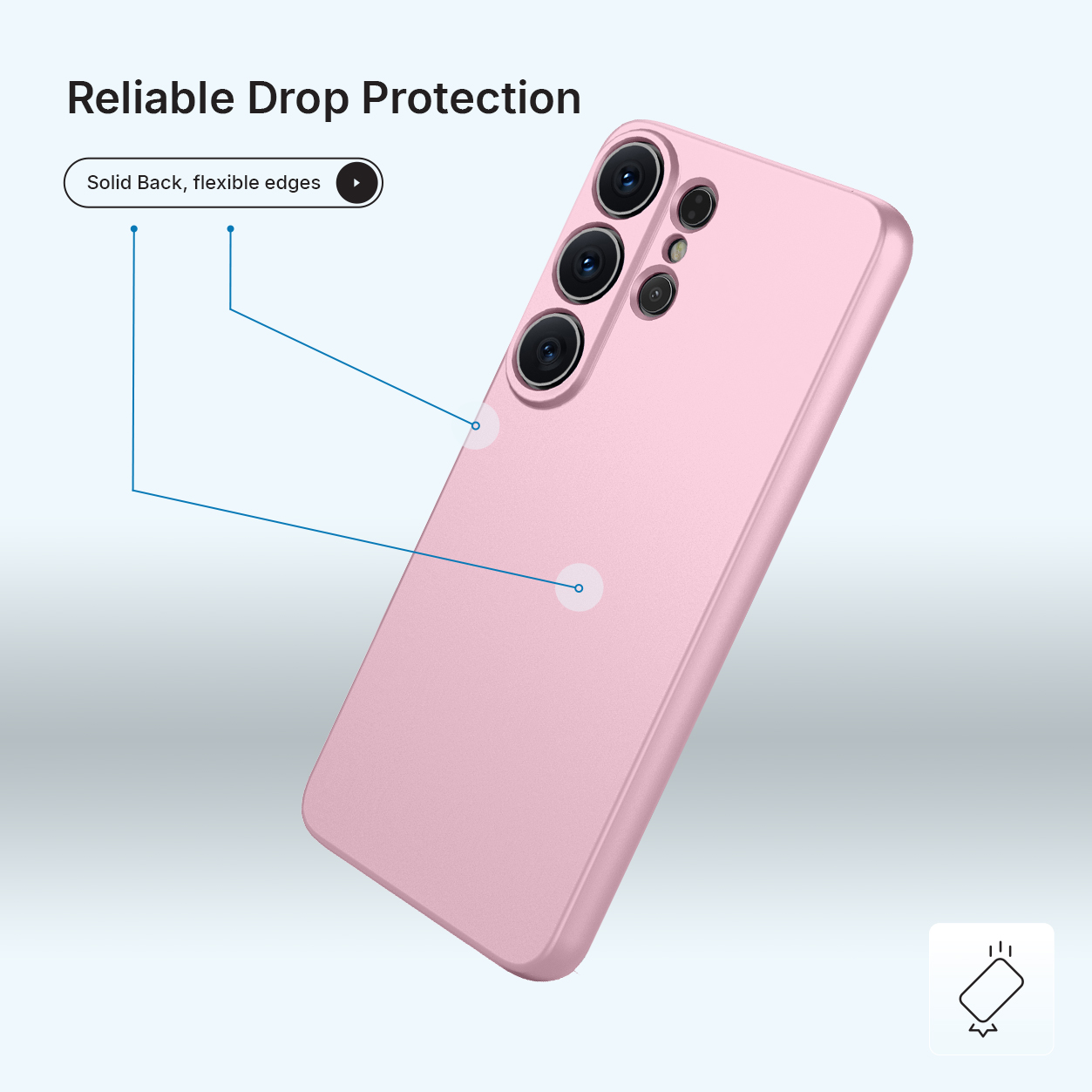 Une coque de téléphone rose avec des caméras au dos.