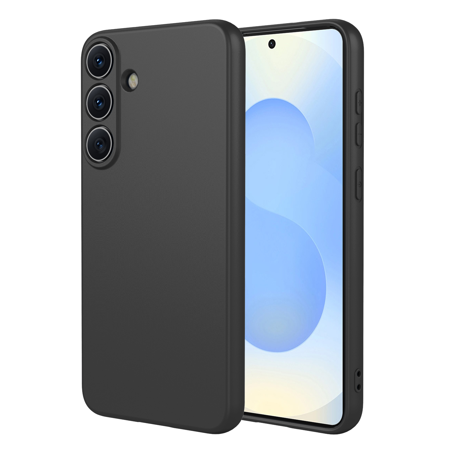 Smartphone noir avec triple appareil photo et écran.