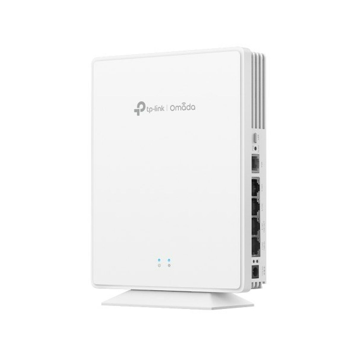 Biały router TP-Link Omada z portami z boku.