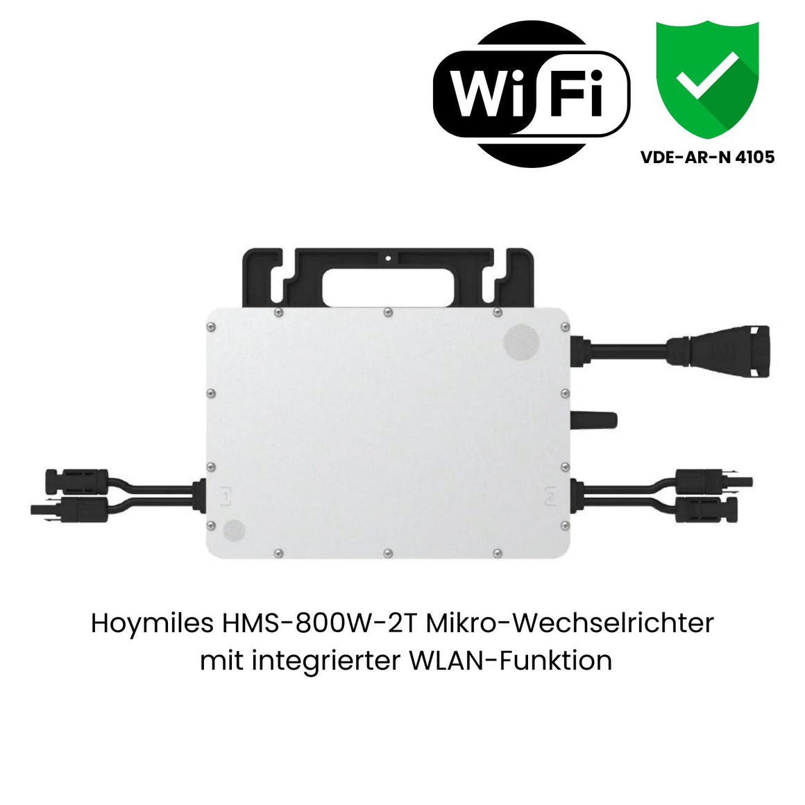 Ein Hoymiles Wechselrichter mit WLAN, VDE-AR-N 4105 Zertifizierung.