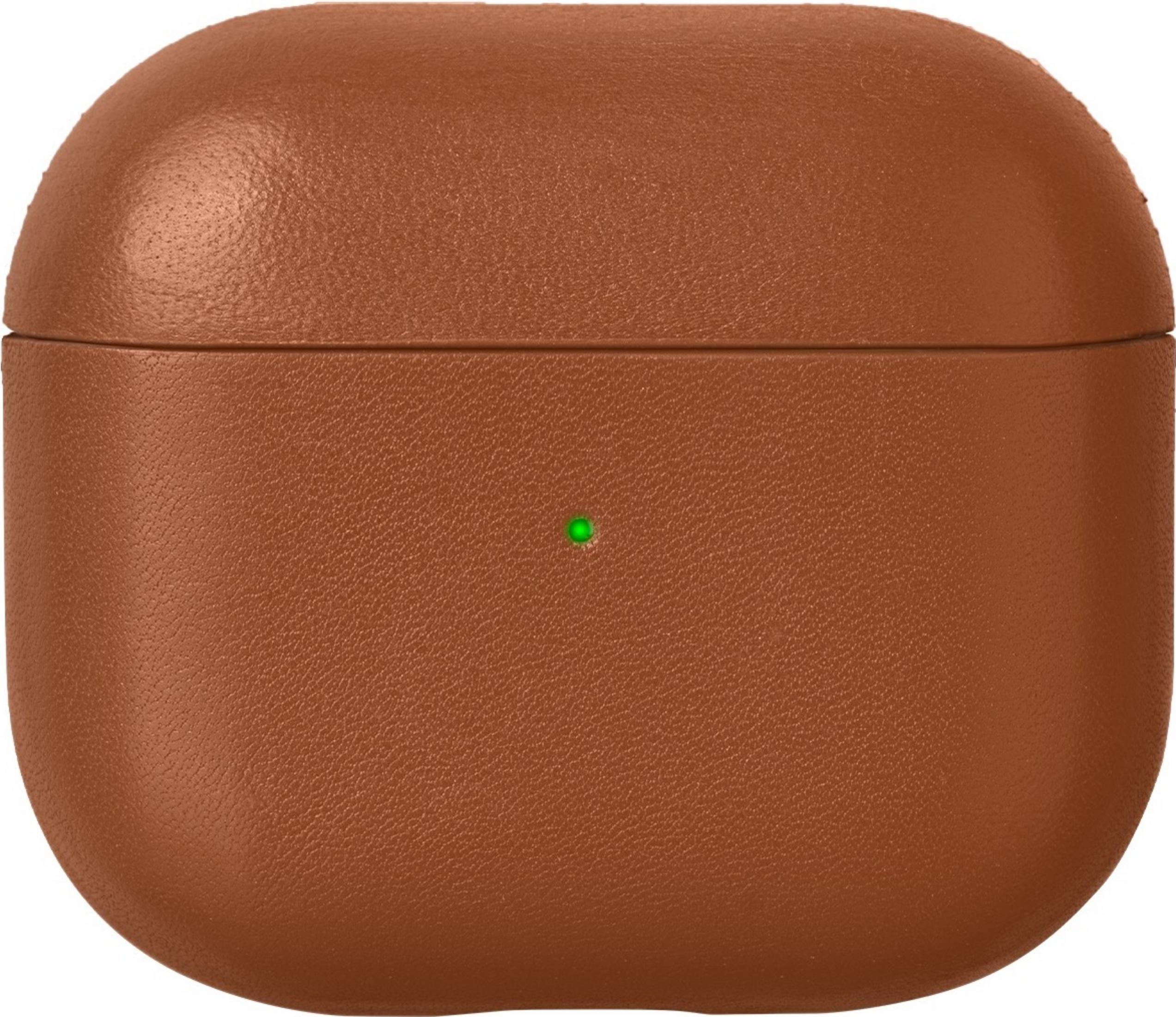 Braunes Leder-Etui mit einem kleinen grünen Licht.