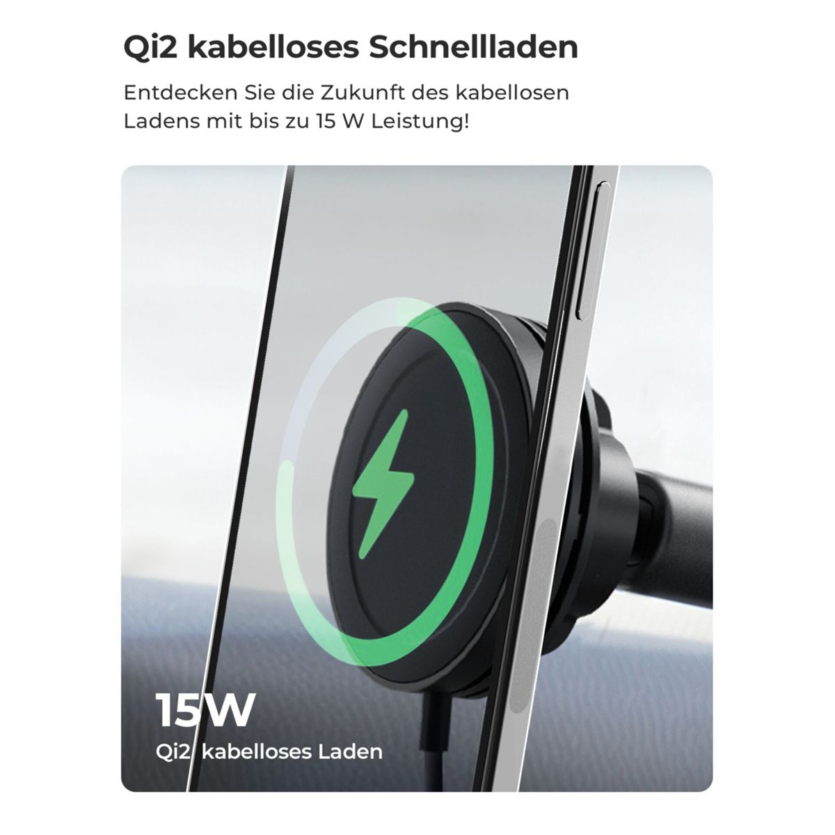 Ein Smartphone wird kabellos mit 15W geladen.