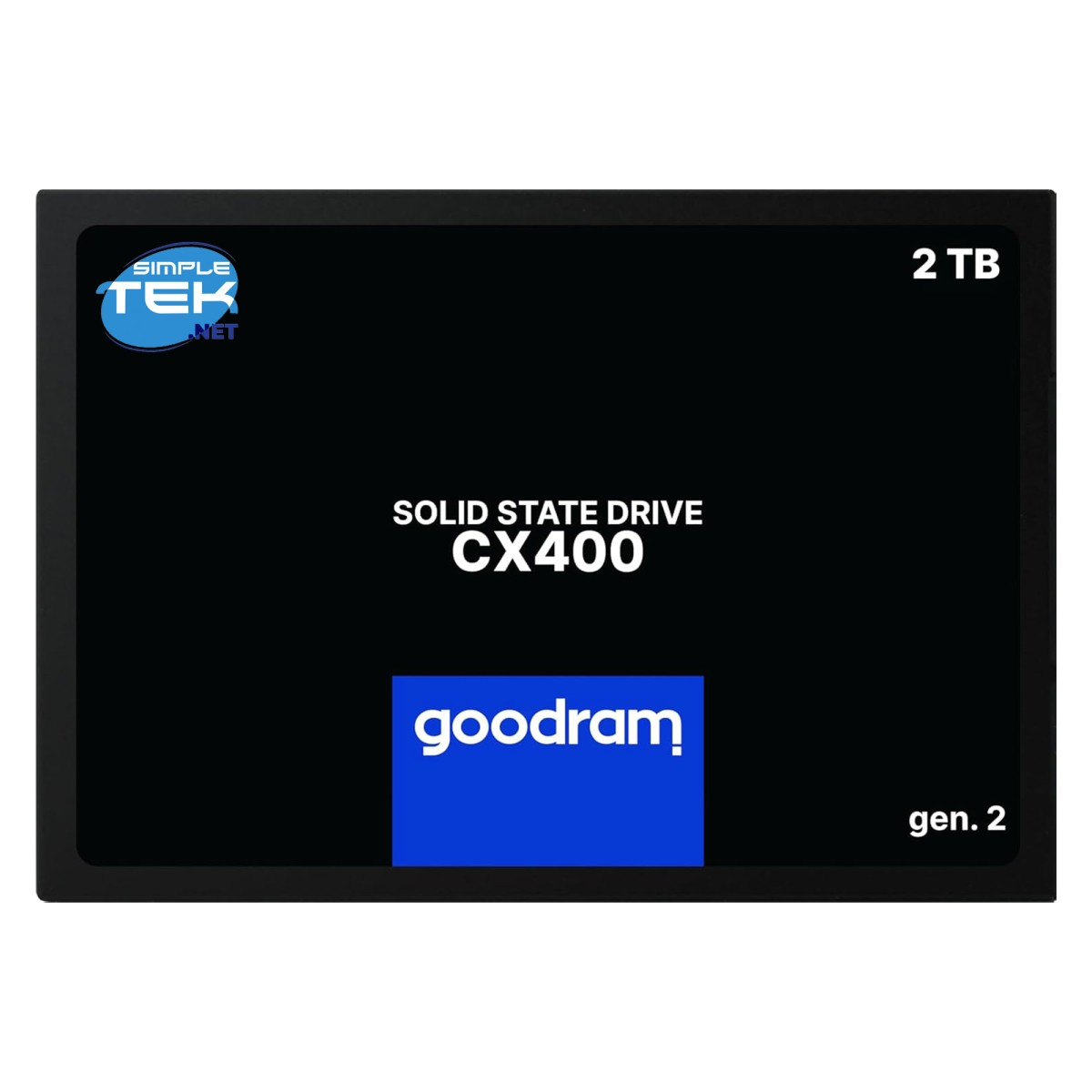 Czarny dysk SSD Goodram CX400 2TB z logo Tek.net, Gen. 2.