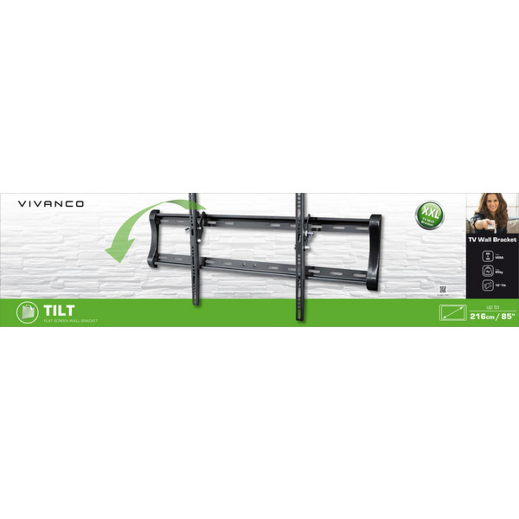 Support mural TV Vivanco, inclinable, pour écrans jusqu'à 85 pouces.