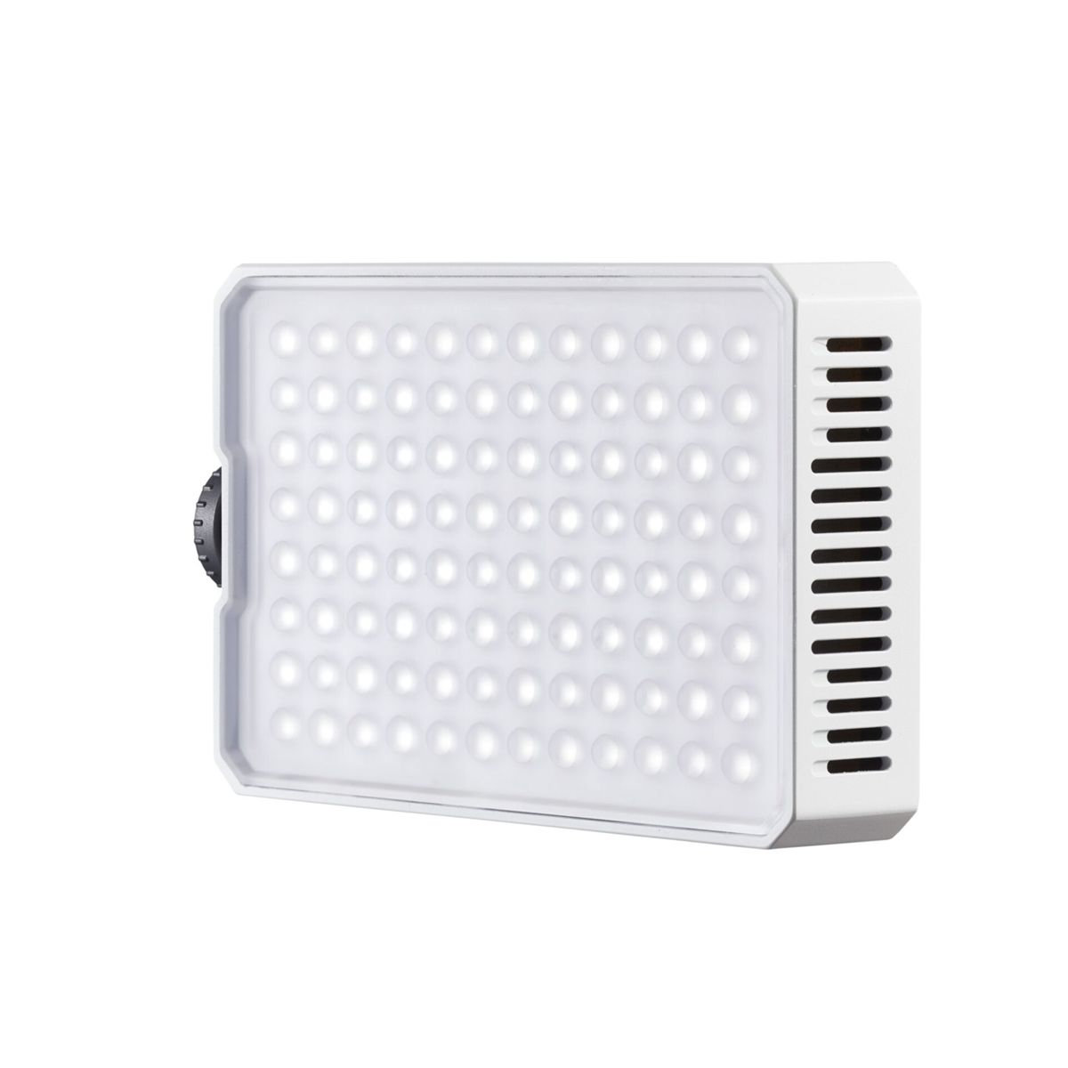 Un panneau LED blanc avec de nombreuses petites lumières et une molette.