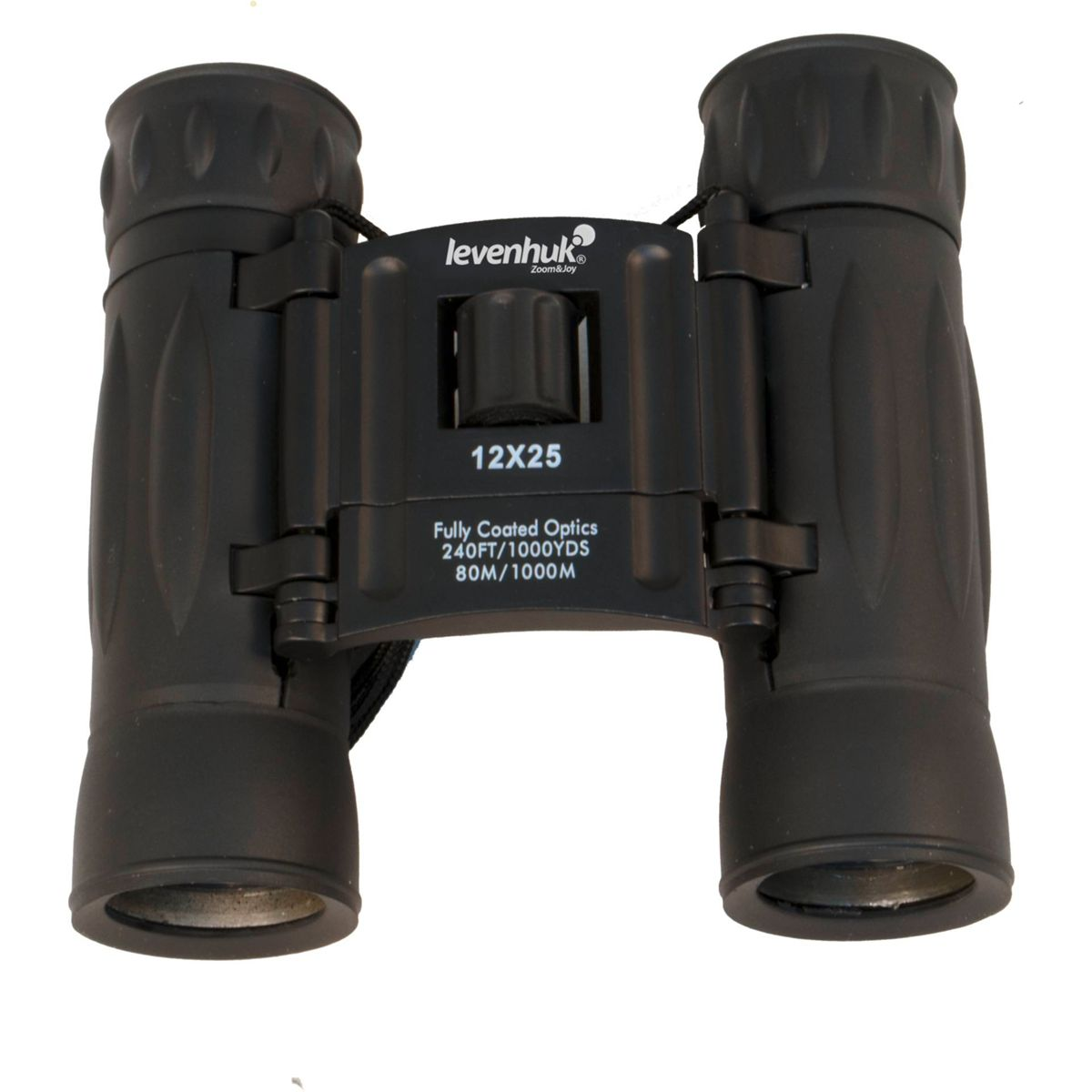 Binocolo Levenhuk nero con ingrandimento 12x25 e ottica completamente trattata.