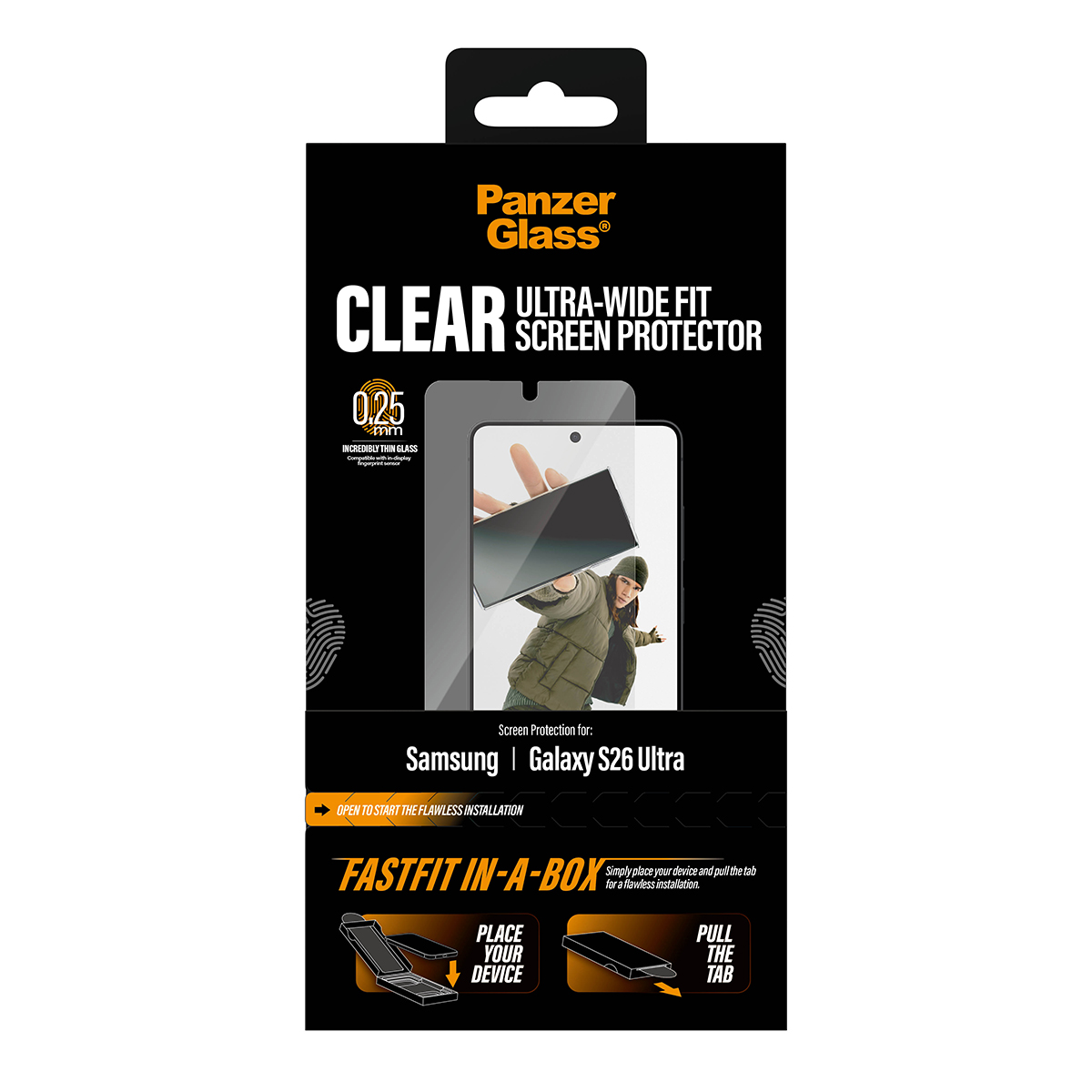 Panzer Glass screenprotector voor Samsung Galaxy S26 Ultra, ultra-breed.
