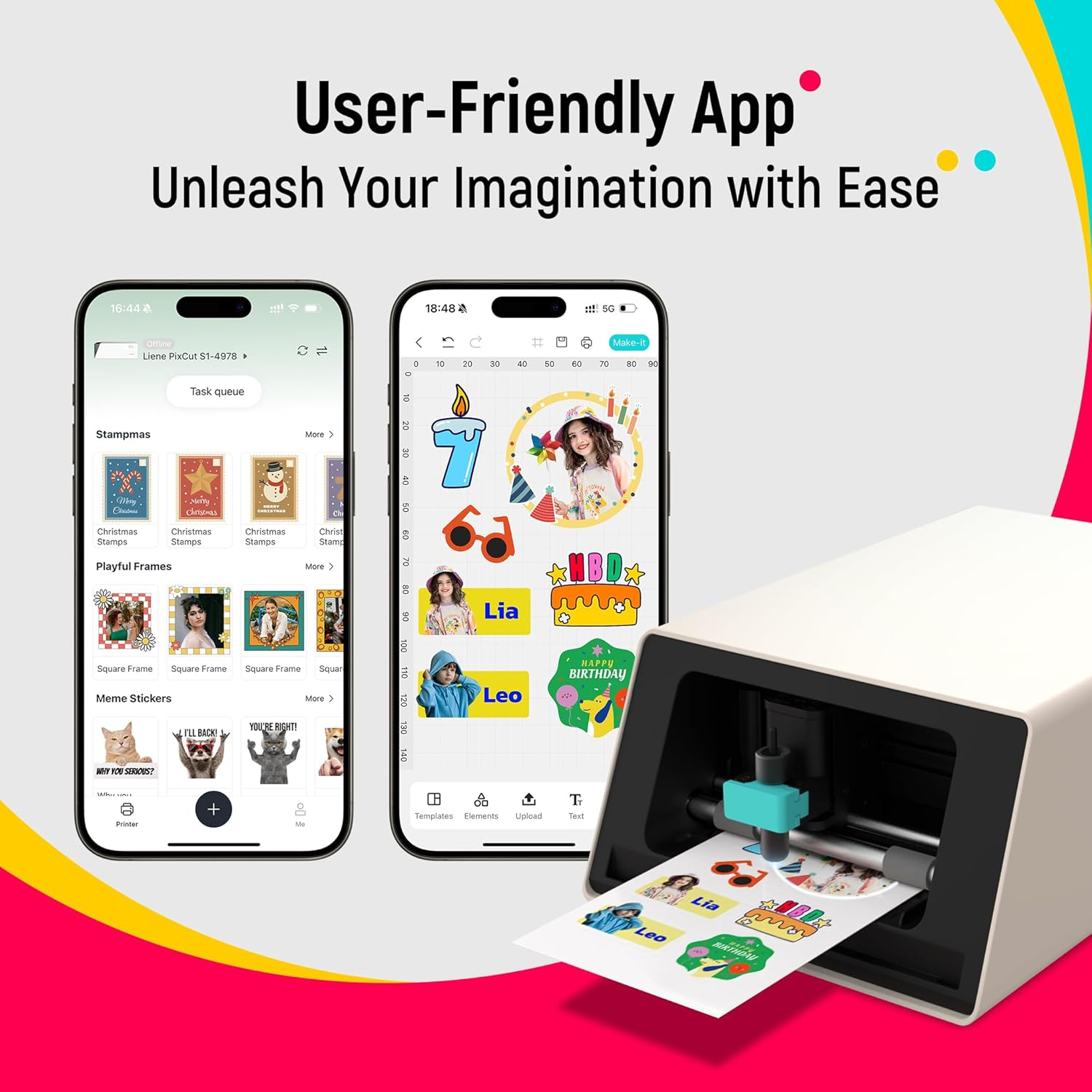 App en snijmachine voor gepersonaliseerde stickers en ontwerpen.