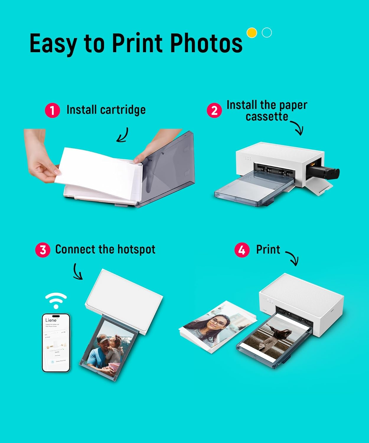 Step-by-step guide showing how to easily print photos using a printer.