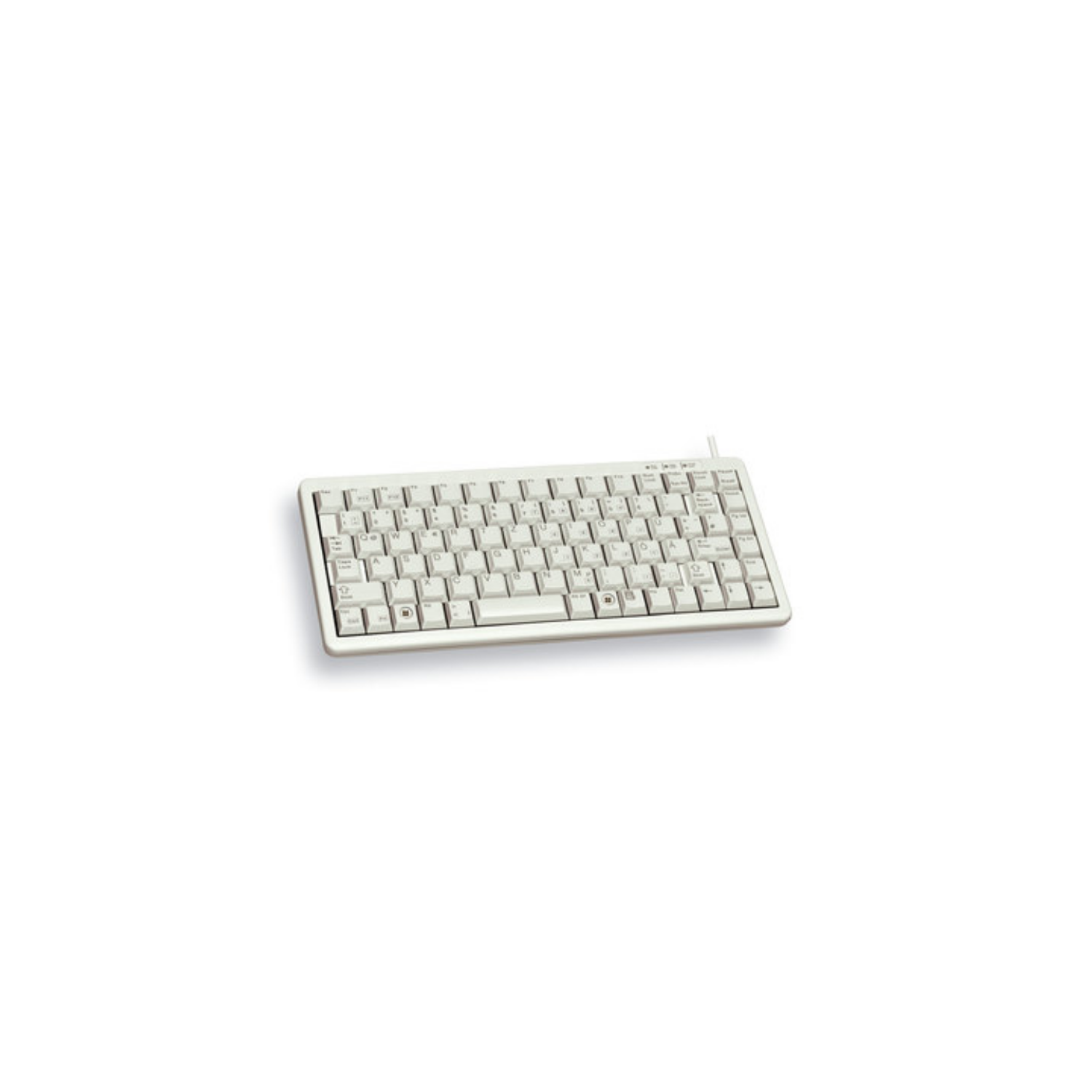 Eine weiße Tastatur mit schwarzen Tasten auf weißem Hintergrund.