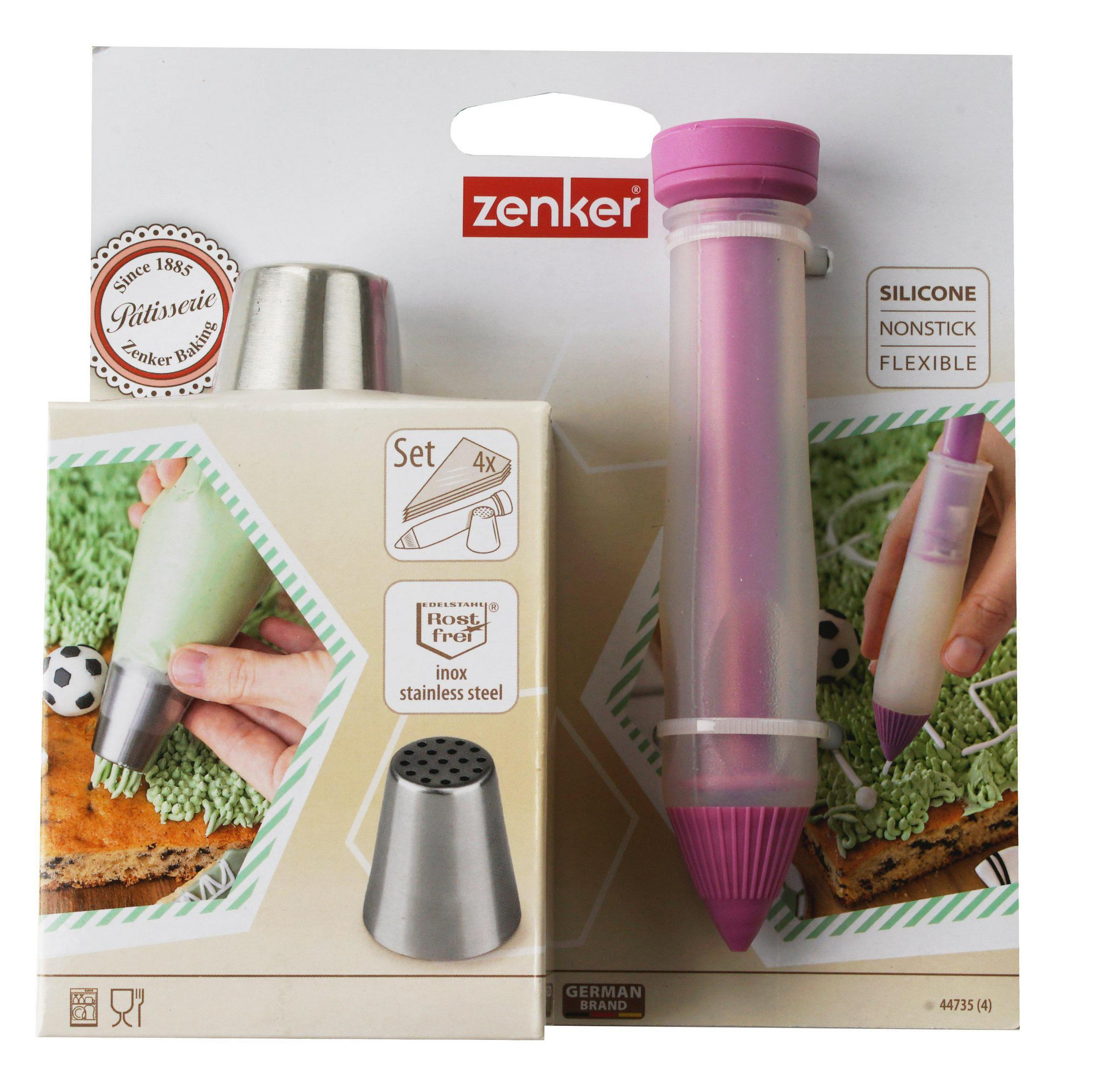 Zenker Backset mit Spritzbeuteln und Tüllen für Kuchen. Silikon, antihaftbeschichtet.