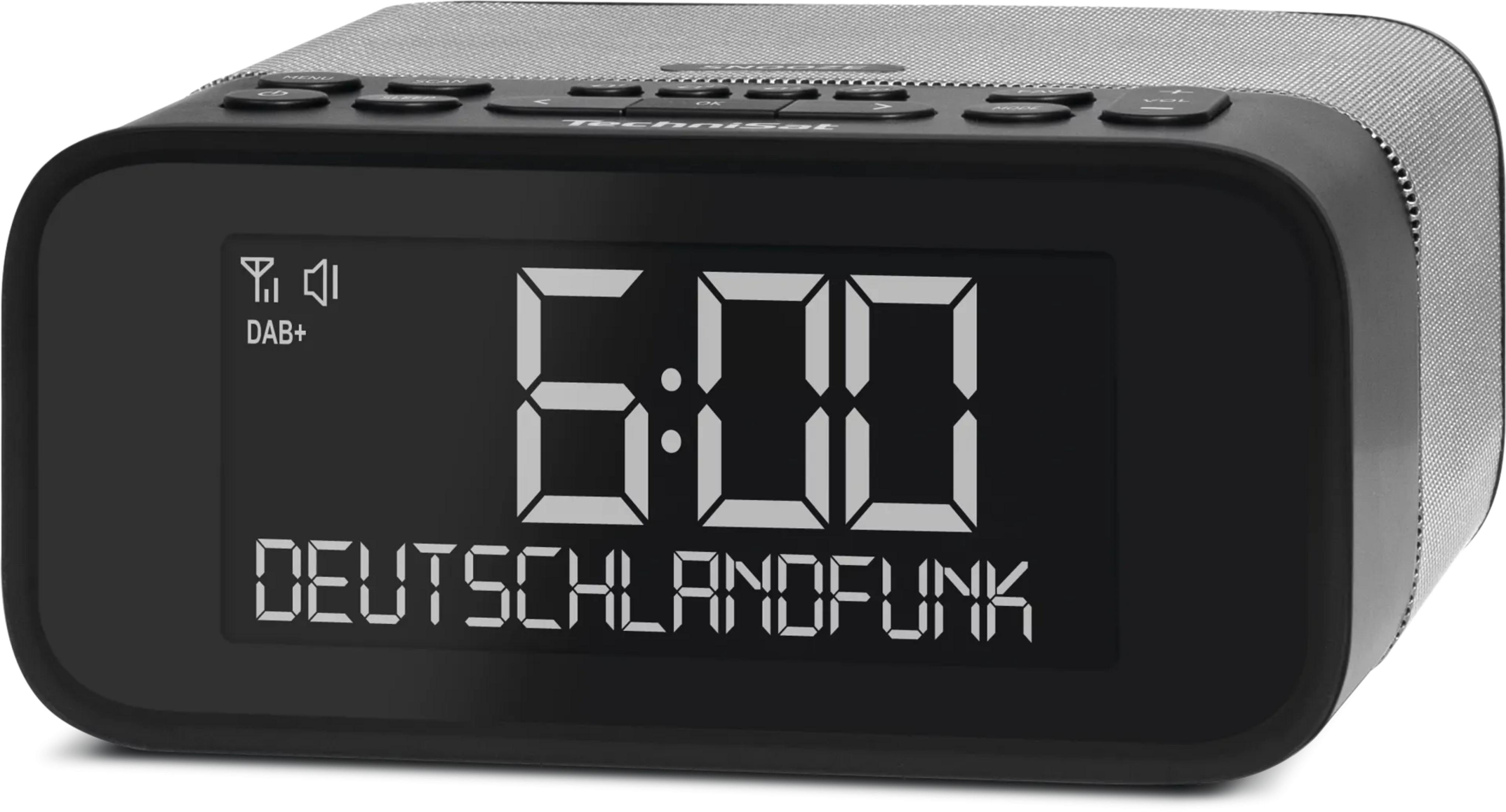 Digitaler Wecker zeigt 6:00 Uhr und DEUTSCHLANDFUNK an.
