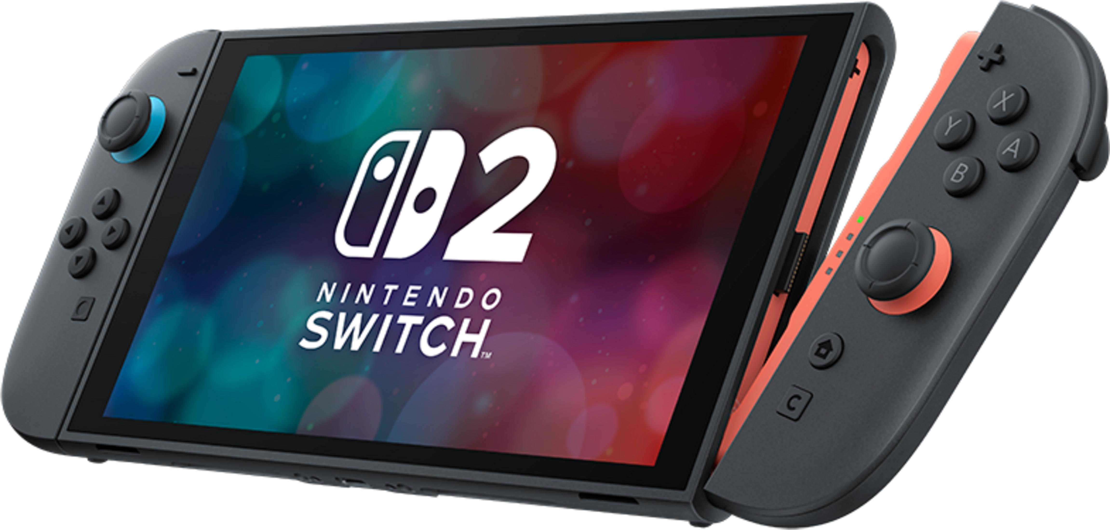 Nintendo Switch mit linken und rechten Joy-Cons. Der Bildschirm zeigt das Logo.