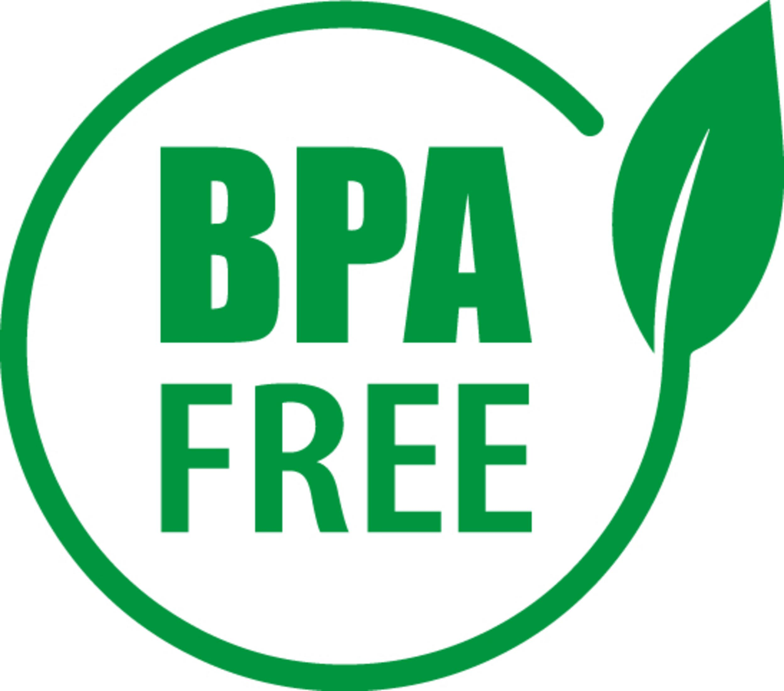 Grüner Kreis mit Blatt und Text BPA FREE