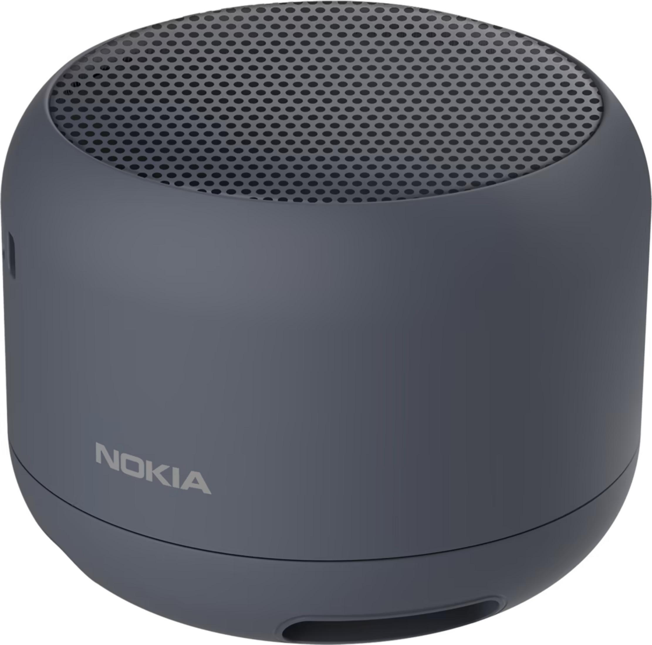 Altoparlante Nokia grigio con parte superiore perforata e logo Nokia.