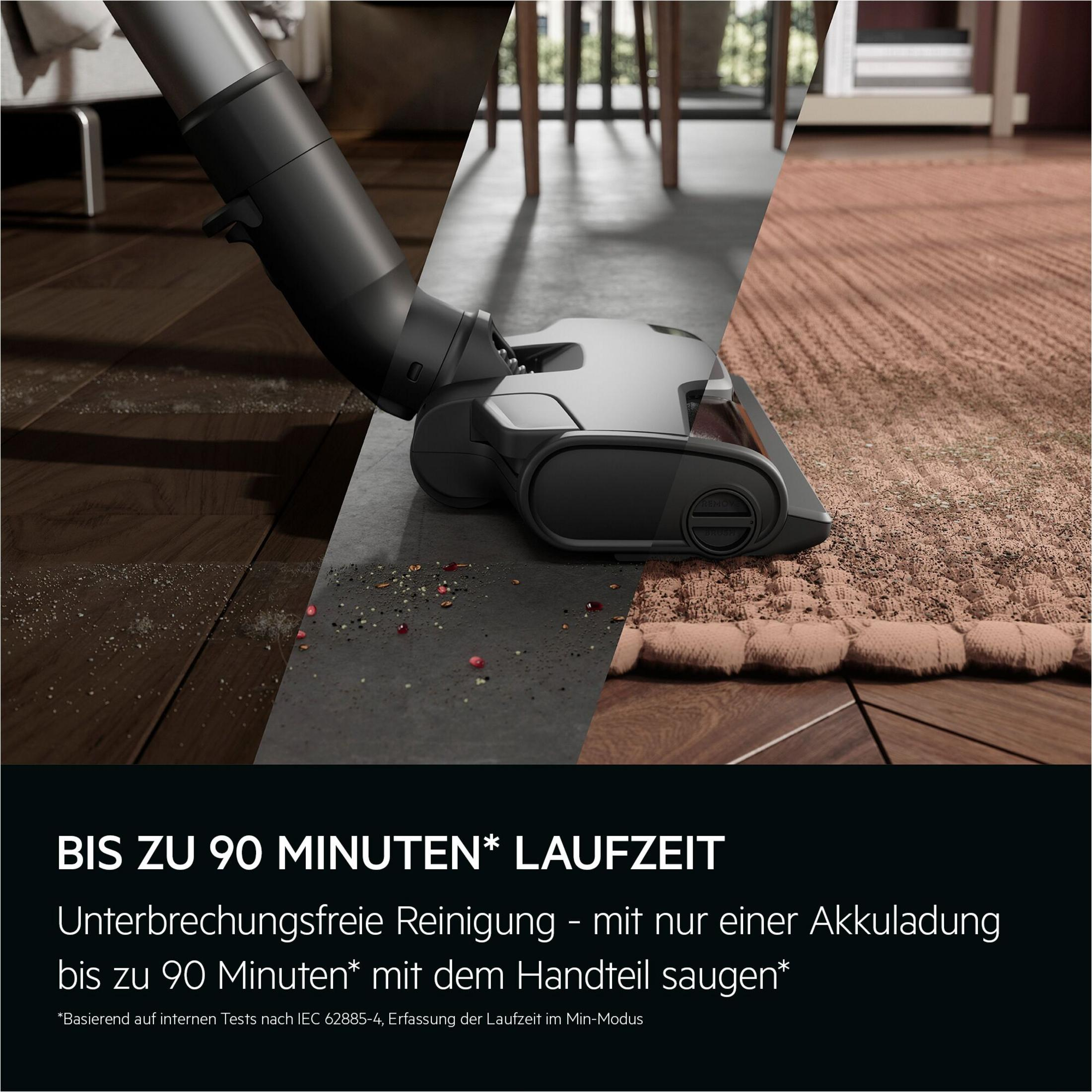 Ein Staubsauger reinigt Hartböden und Teppiche. Bis zu 90 Min Laufzeit.