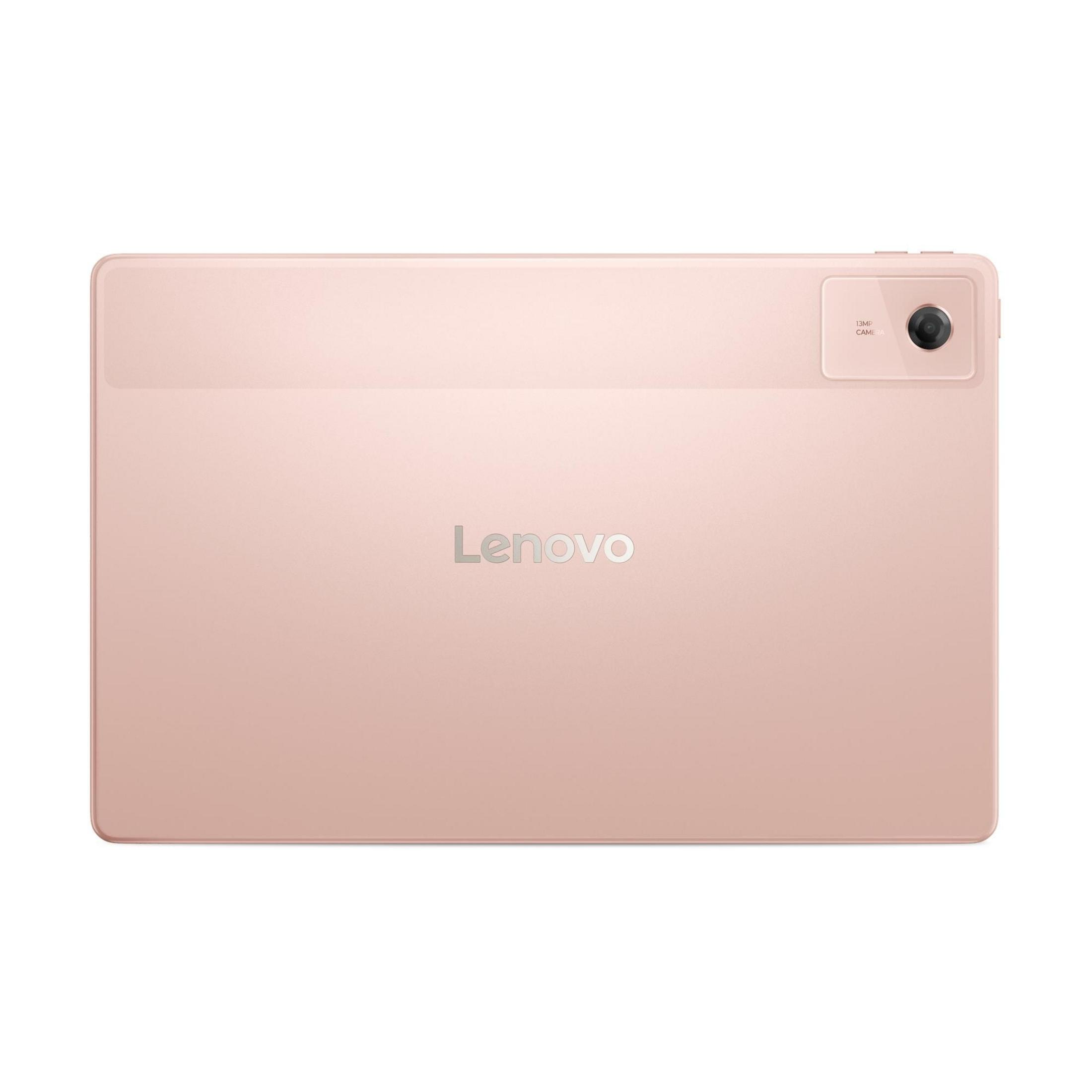 Rückseite eines rosafarbenen Lenovo Tablets mit 13-MP-Kamera.